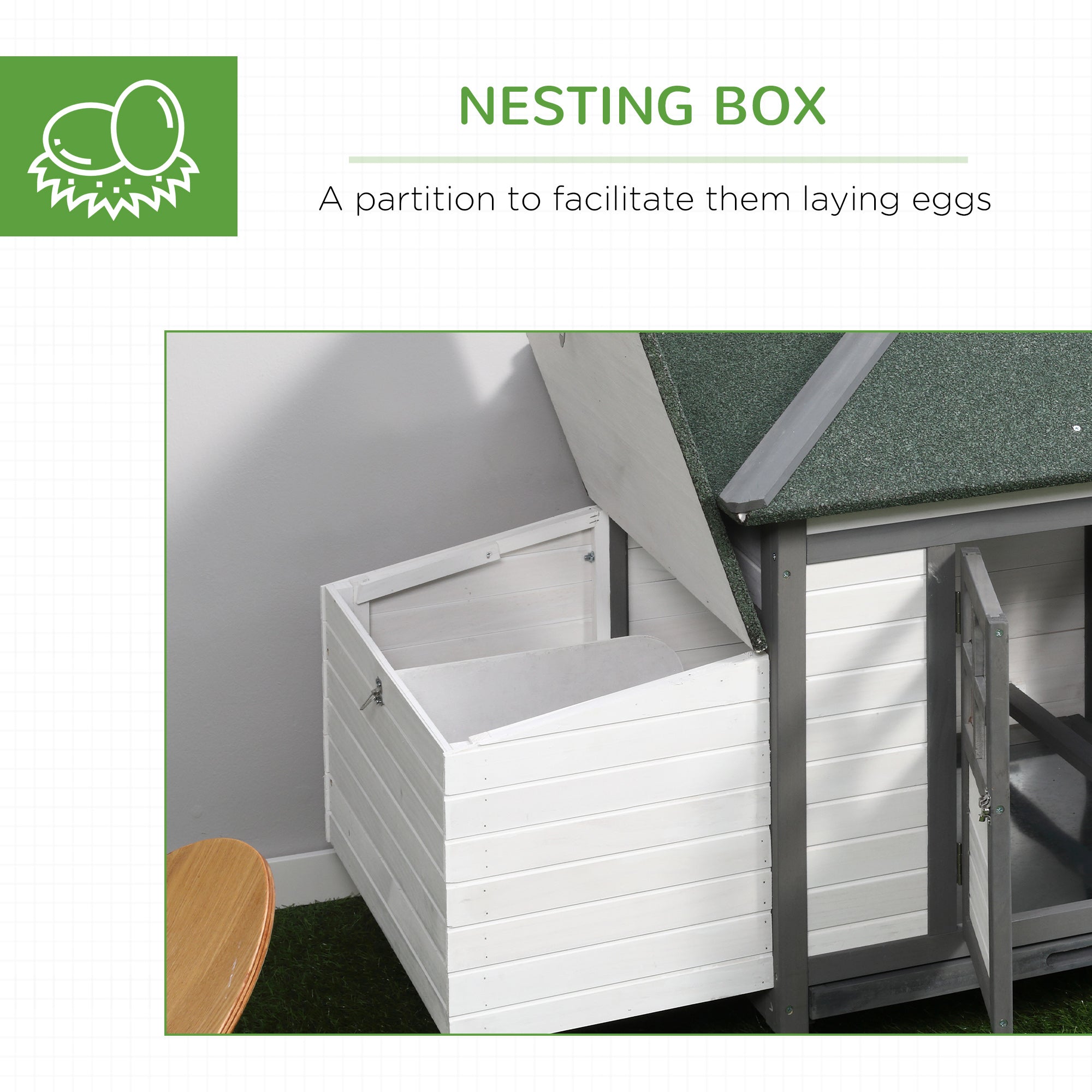77" Chicken Coop Hen House Rabbit Hutch Poultry Cage Pen Outdoor Backyard with Nesting Box Run White and Dark gray