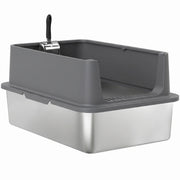 XL Stainless Steel Cat Litter Box for Big and Multiple Cats with High Wall Side, Scoop, Easy Cleaning & Odor Free