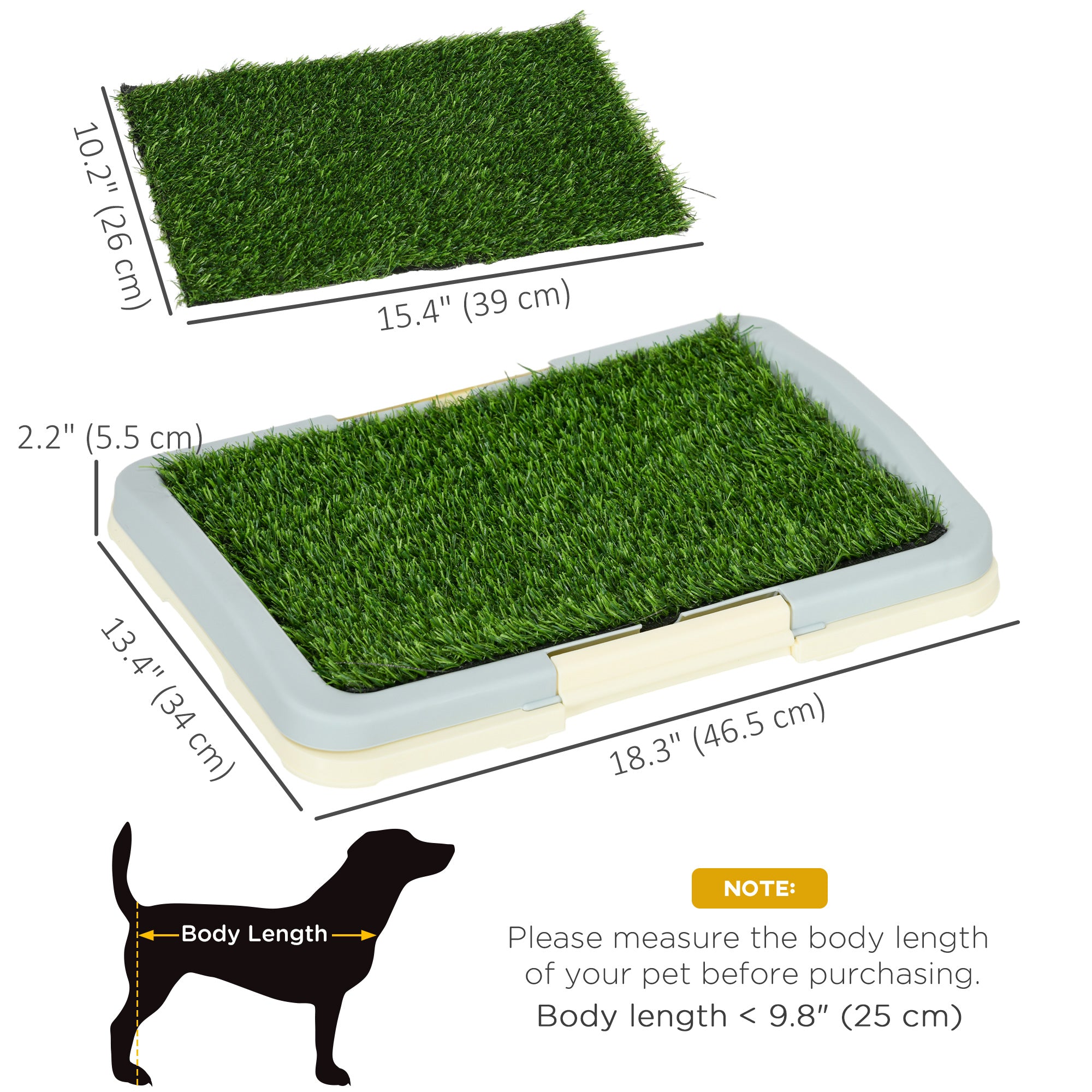 Puppy Training Pad, Indoor Portable Puppy Pad, with Artificial Grass, Grid, Panel, Tray, 18.3" x 13.4"