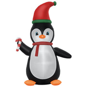 8.2' Inflatable Penguin Holding Candy Cane LED Lights Outdoor Decoration-Home Furnishings > Holiday & Seasonal > Christmas Decorations > Christmas Inflatables-DECOROLALA