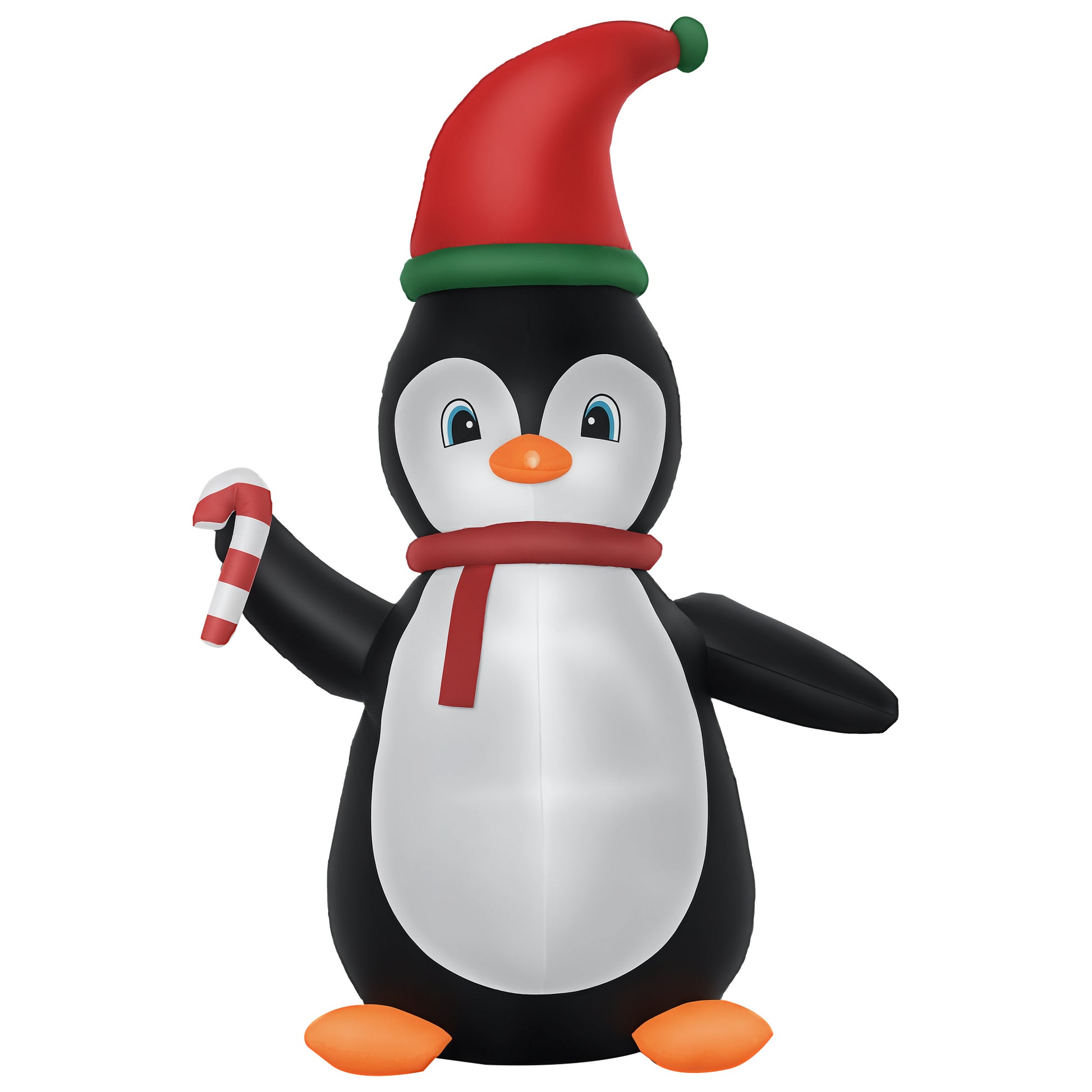 8.2' Inflatable Penguin Holding Candy Cane LED Lights Outdoor Decoration-Home Furnishings > Holiday & Seasonal > Christmas Decorations > Christmas Inflatables-DECOROLALA