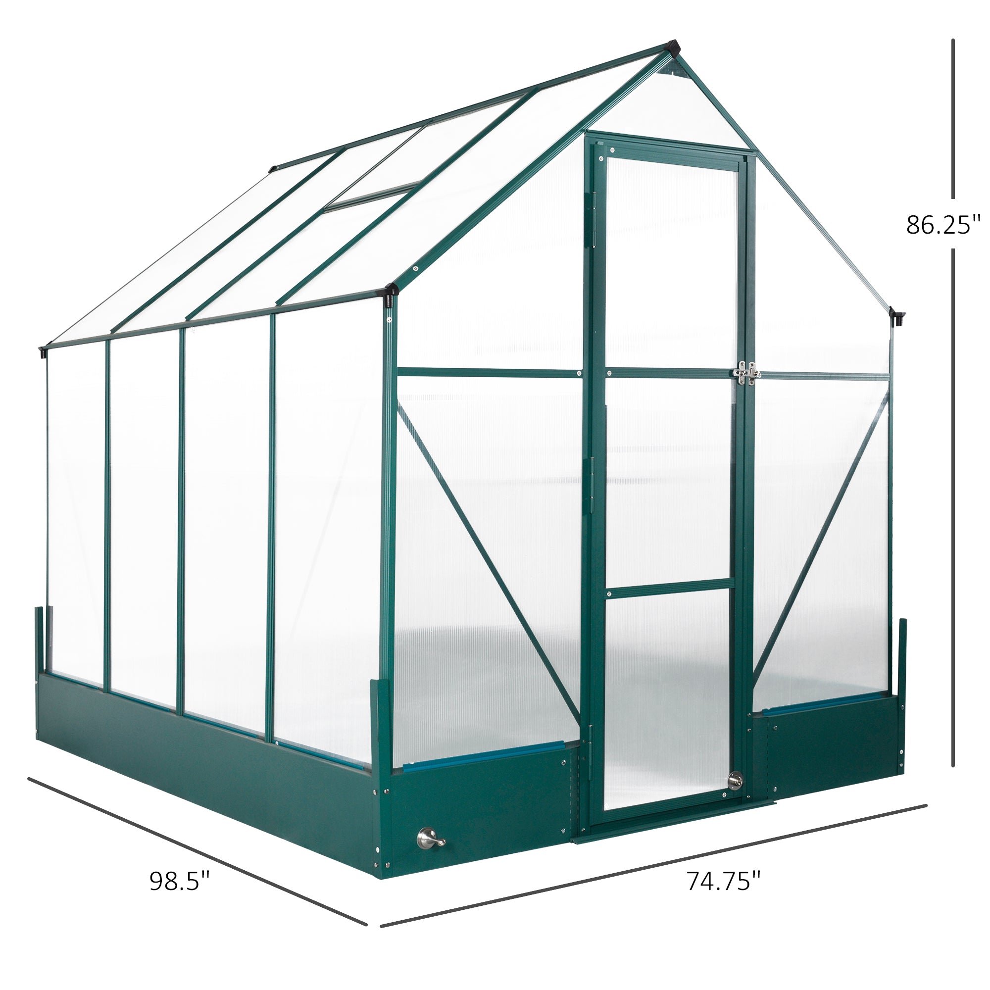 8.2' x 6.2' Aluminum Greenhouse - Green Frame-DECOROLALA