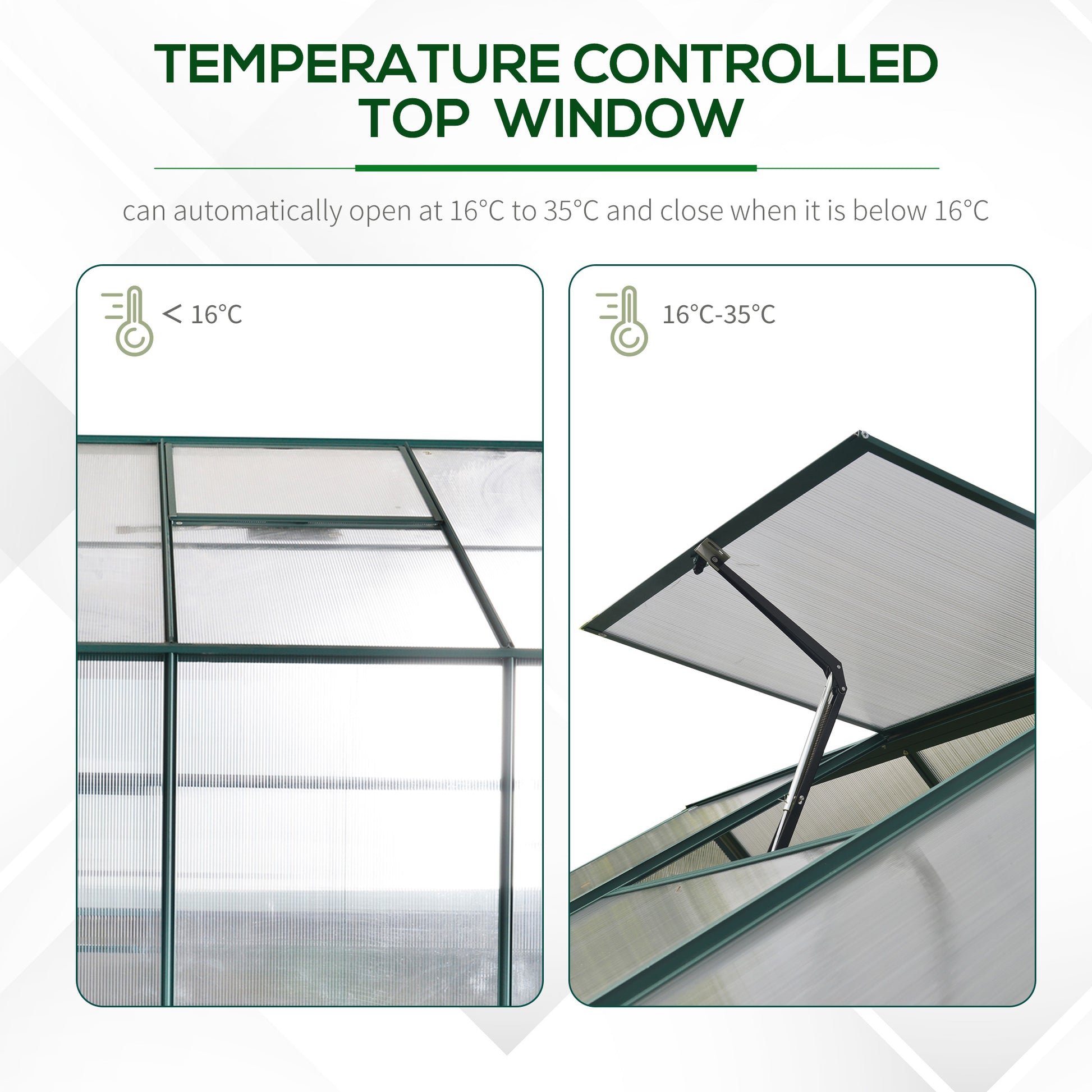 8.2' x 6.2' Aluminum Greenhouse - Green Frame-DECOROLALA