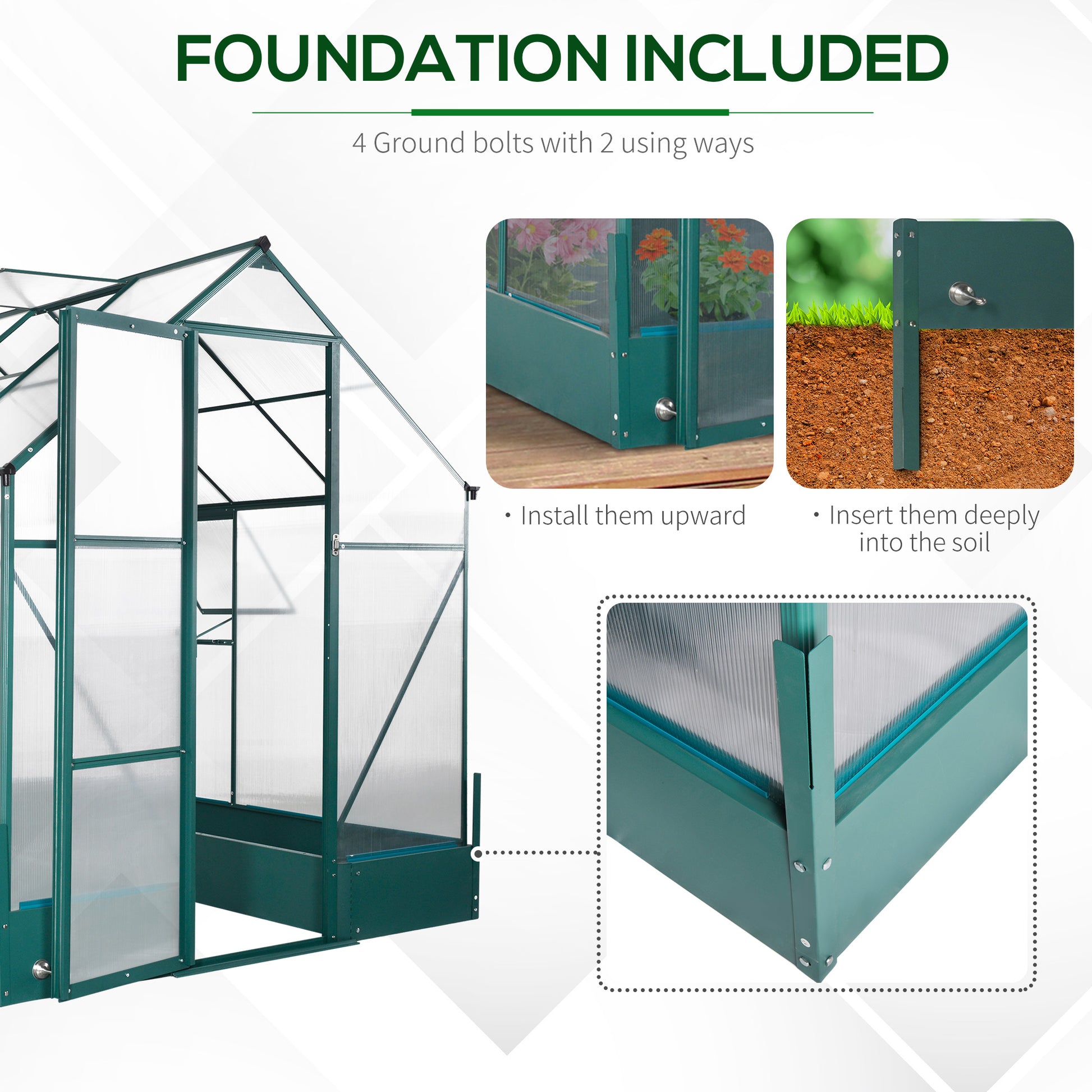 8.2' x 6.2' Aluminum Greenhouse - Green Frame-DECOROLALA