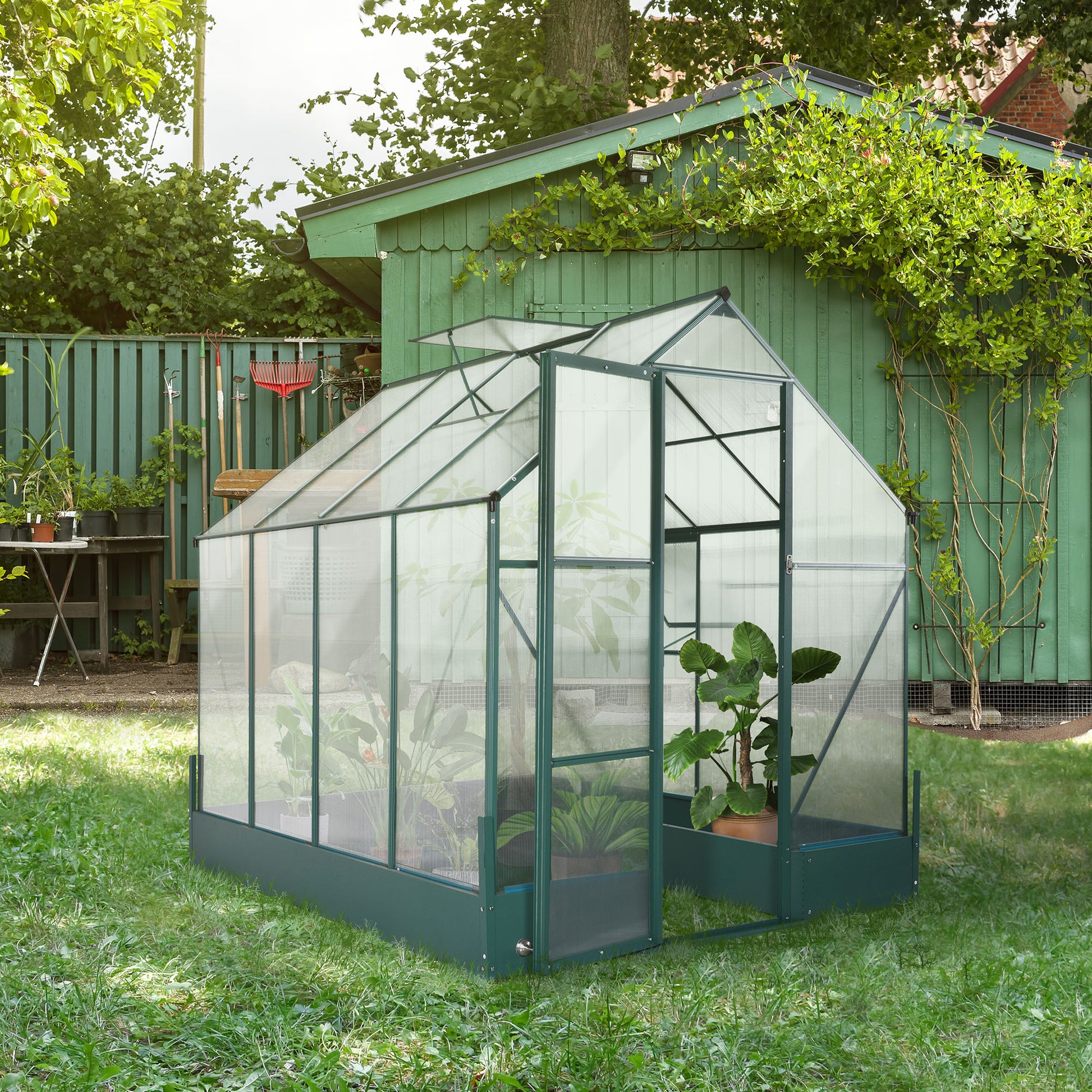 8.2' x 6.2' Aluminum Greenhouse - Green Frame-DECOROLALA