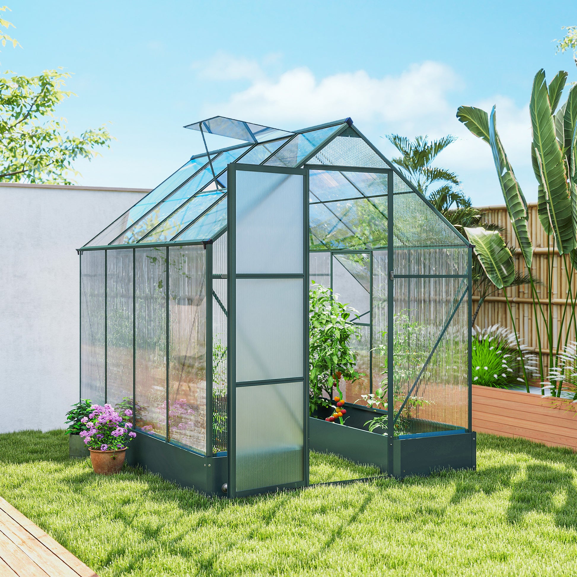 8.2' x 6.2' Aluminum Greenhouse - Green Frame-DECOROLALA