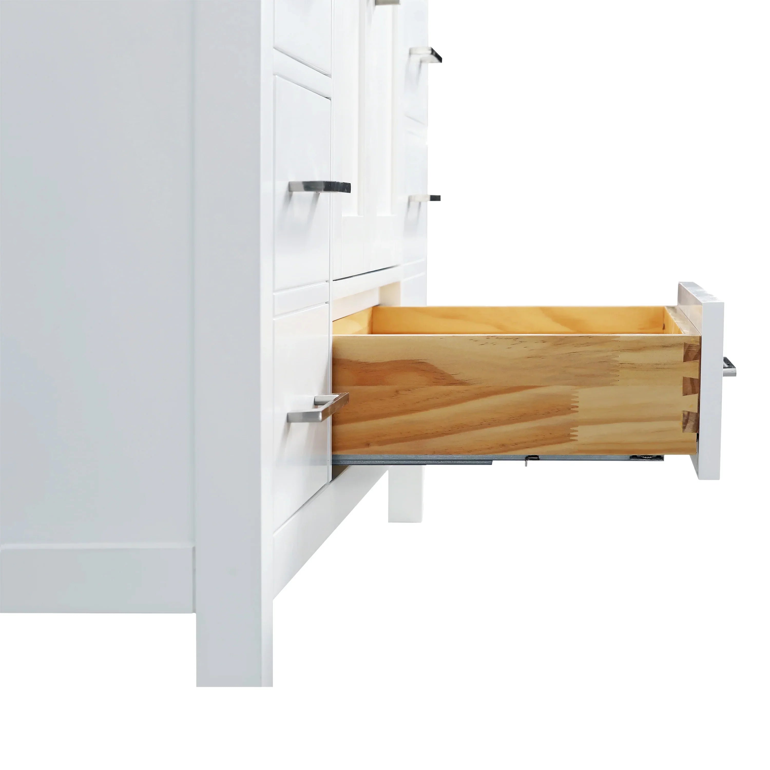 48" White Freestanding Bathroom Vanity with Snow White Quartz Countertop