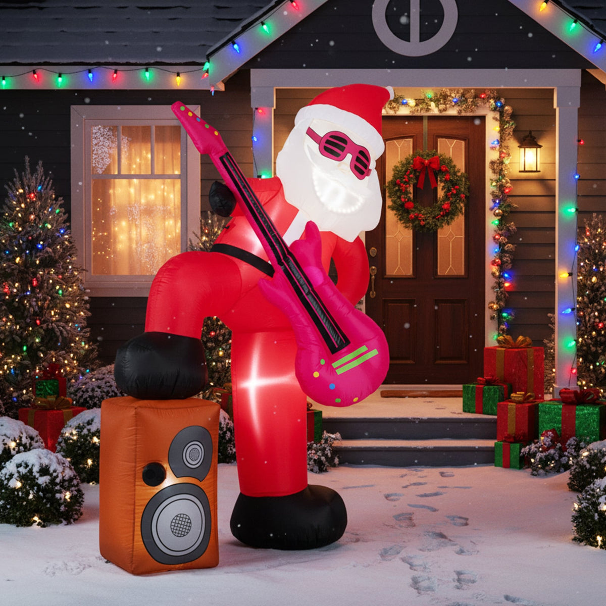 8.4 ft Inflatable Santa Claus with Sound-synced Light Effect and LED Lights-Christmas Decorations & Accessories-DECOROLALA