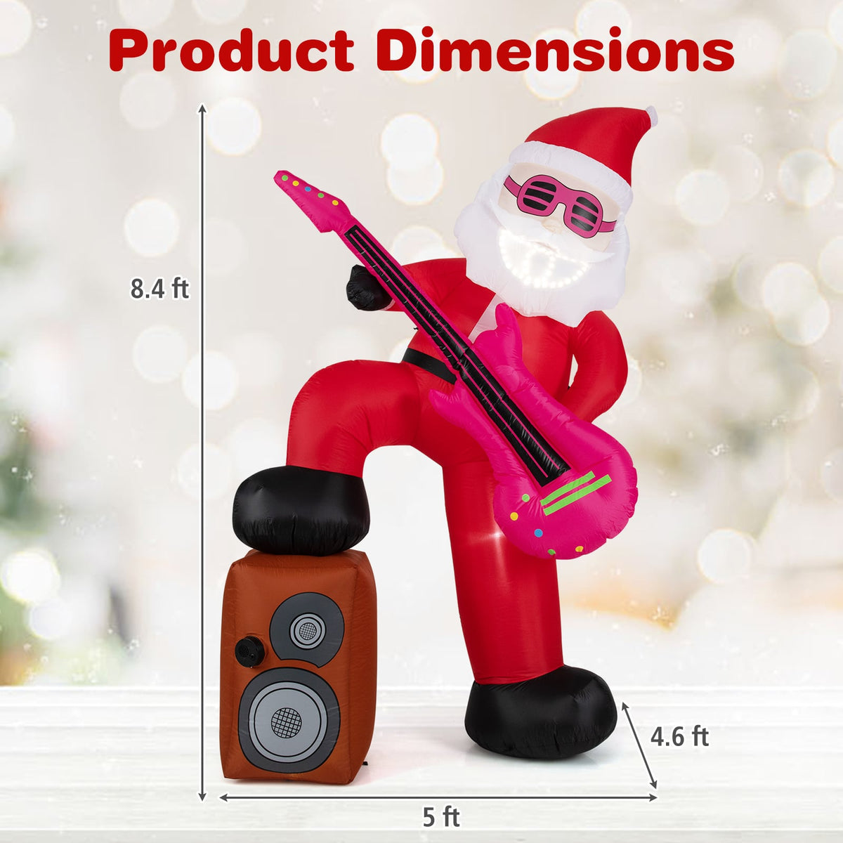 8.4 ft Inflatable Santa Claus with Sound-synced Light Effect and LED Lights-Christmas Decorations & Accessories-DECOROLALA