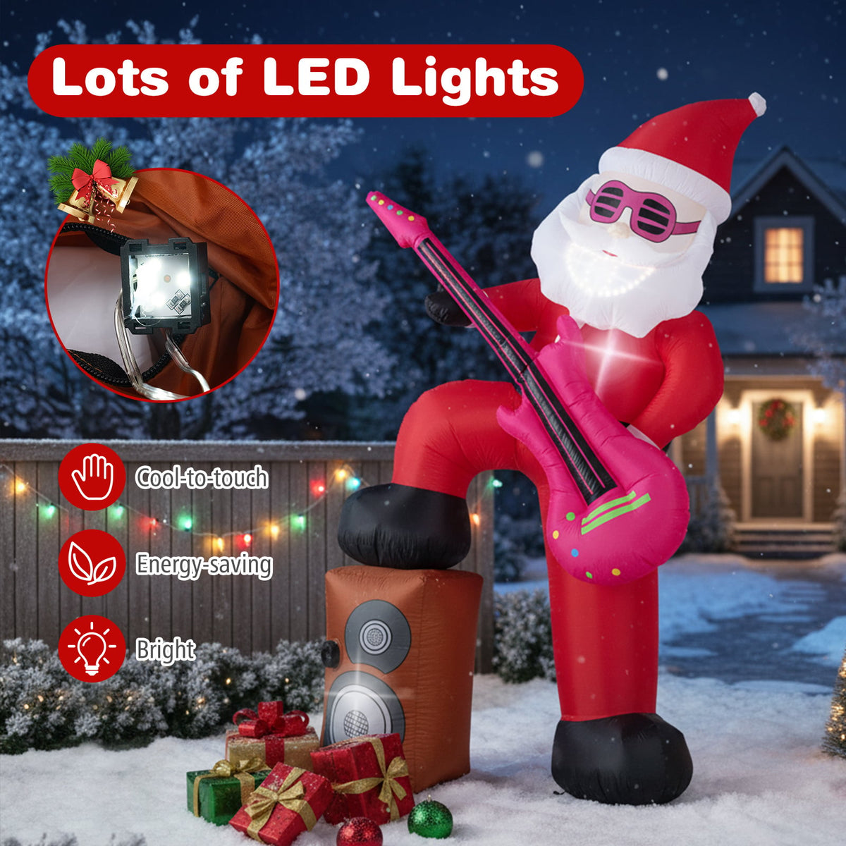 8.4 ft Inflatable Santa Claus with Sound-synced Light Effect and LED Lights-Christmas Decorations & Accessories-DECOROLALA