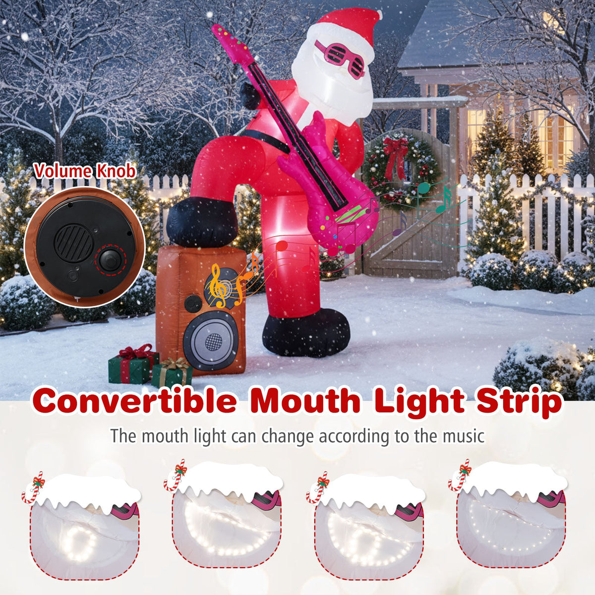 8.4 ft Inflatable Santa Claus with Sound-synced Light Effect and LED Lights-Christmas Decorations & Accessories-DECOROLALA