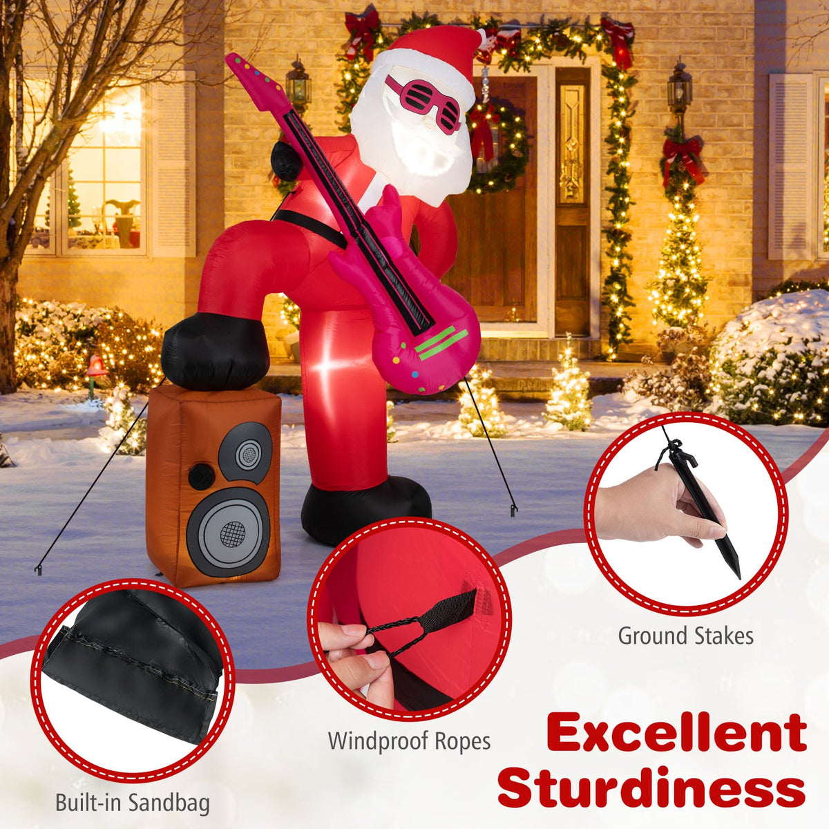 8.4 ft Inflatable Santa Claus with Sound-synced Light Effect and LED Lights-Christmas Decorations & Accessories-DECOROLALA
