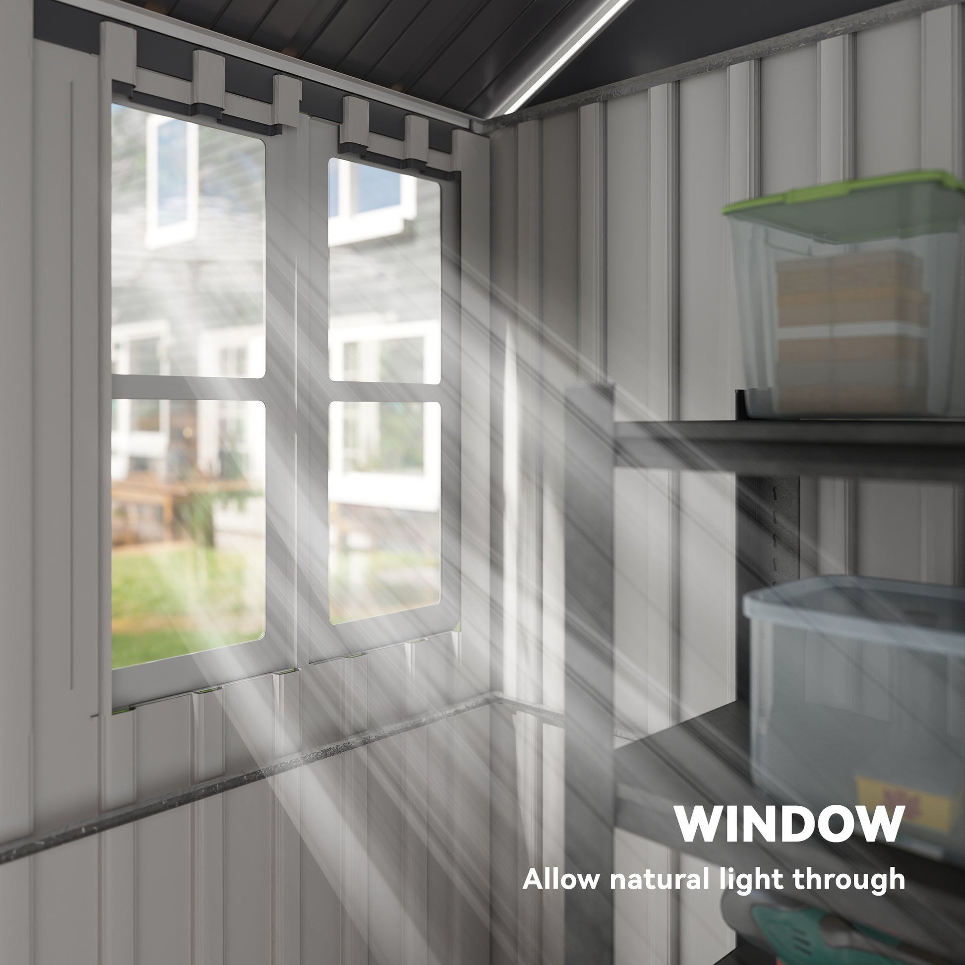 8.5' x 5.5' Metal Garden Storage Shed - Light Grey-Patio & Garden > Lawn & Garden > Sheds-DECOROLALA