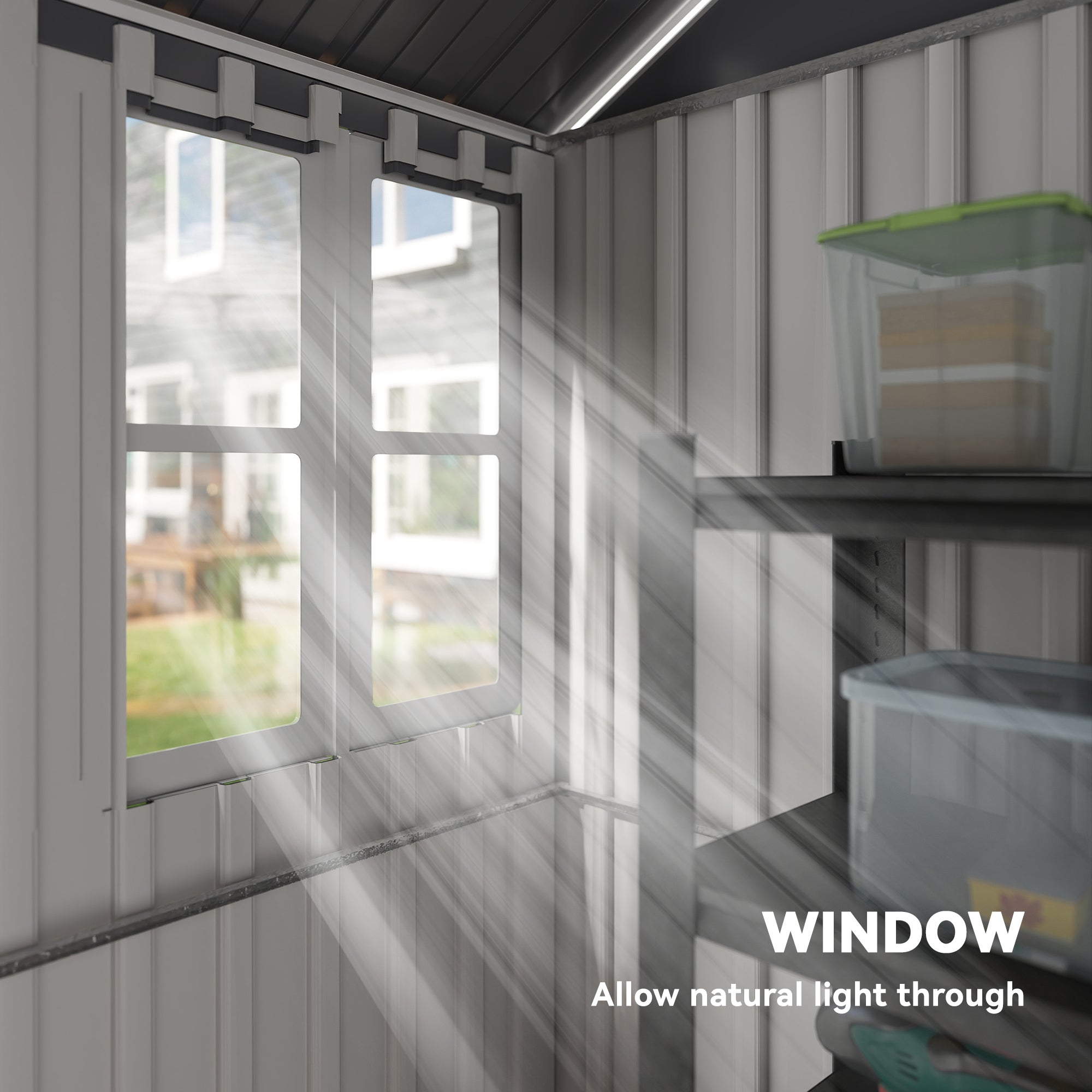 8.5' x 5.5' Metal Garden Storage Shed - Light Grey-Patio & Garden > Lawn & Garden > Sheds-DECOROLALA