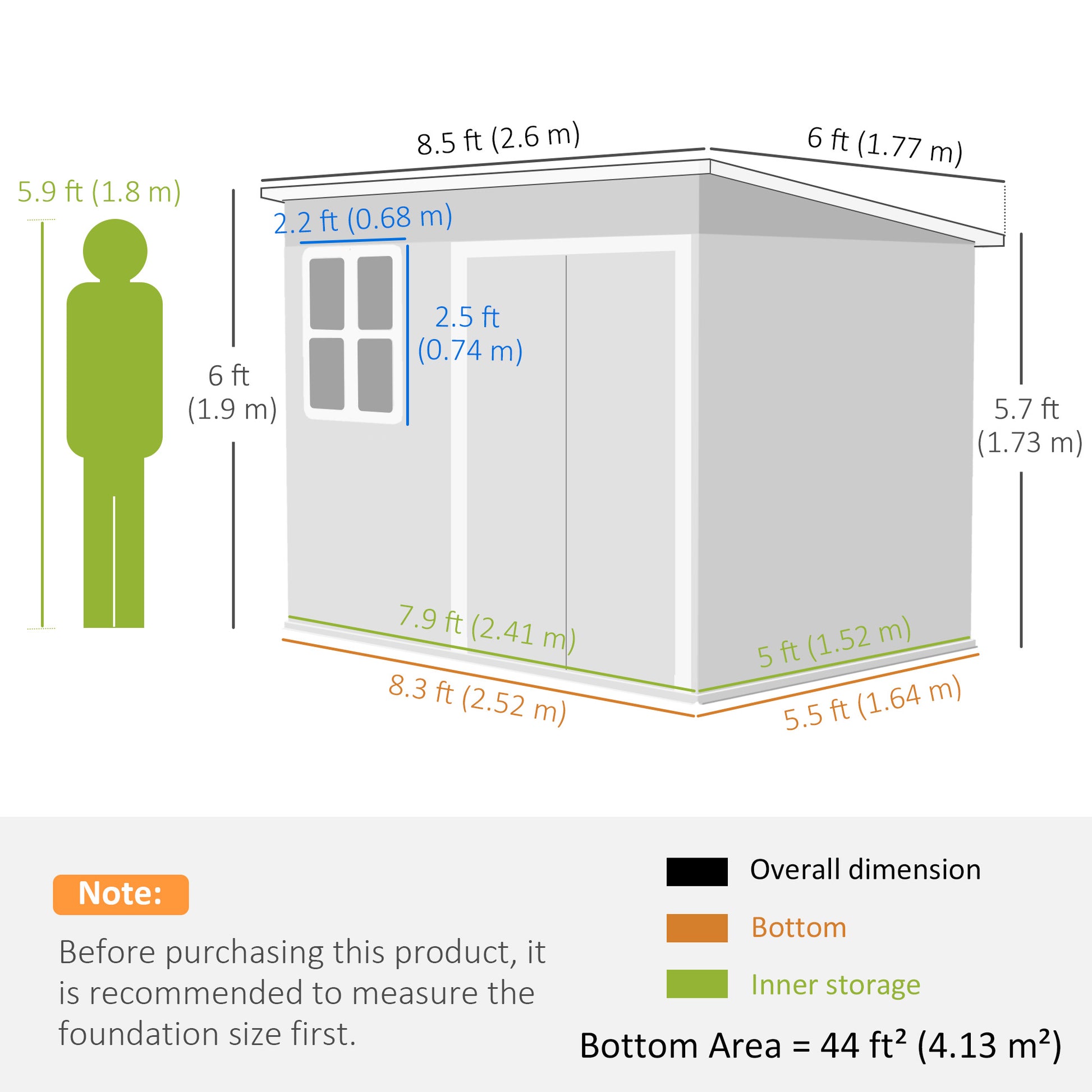 8.5' x 6' Galvanized Steel Outdoor Garden Shed - Dark Grey-Patio & Garden > Lawn & Garden > Sheds-DECOROLALA