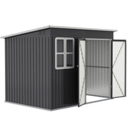 8.5' x 6' Galvanized Steel Outdoor Garden Shed - Dark Grey-Patio & Garden > Lawn & Garden > Sheds-DECOROLALA