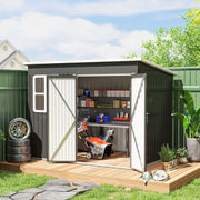 8.5' x 6' Galvanized Steel Outdoor Garden Shed - Dark Grey-Patio & Garden > Lawn & Garden > Sheds-DECOROLALA