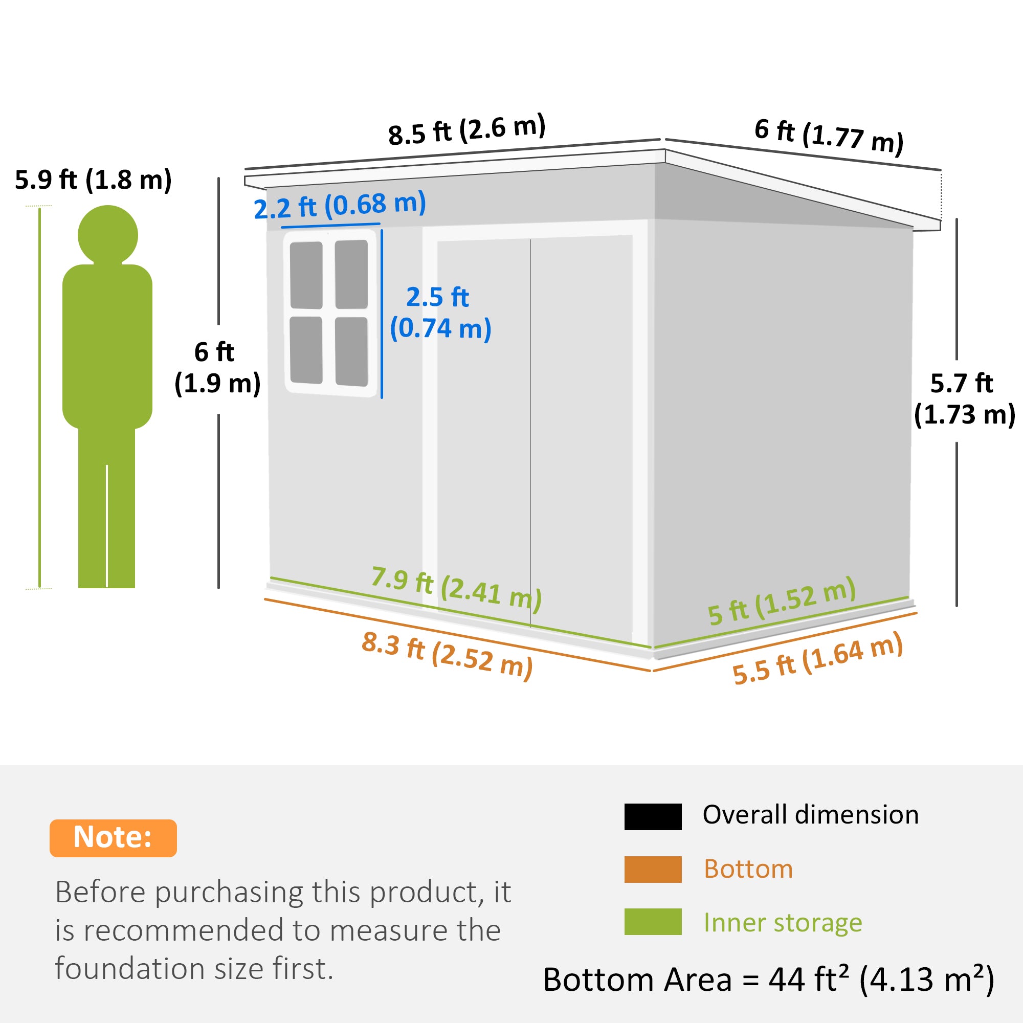 8.5' x 6' Galvanized Steel Outdoor Storage Shed - Grey-Patio & Garden > Lawn & Garden > Sheds-DECOROLALA