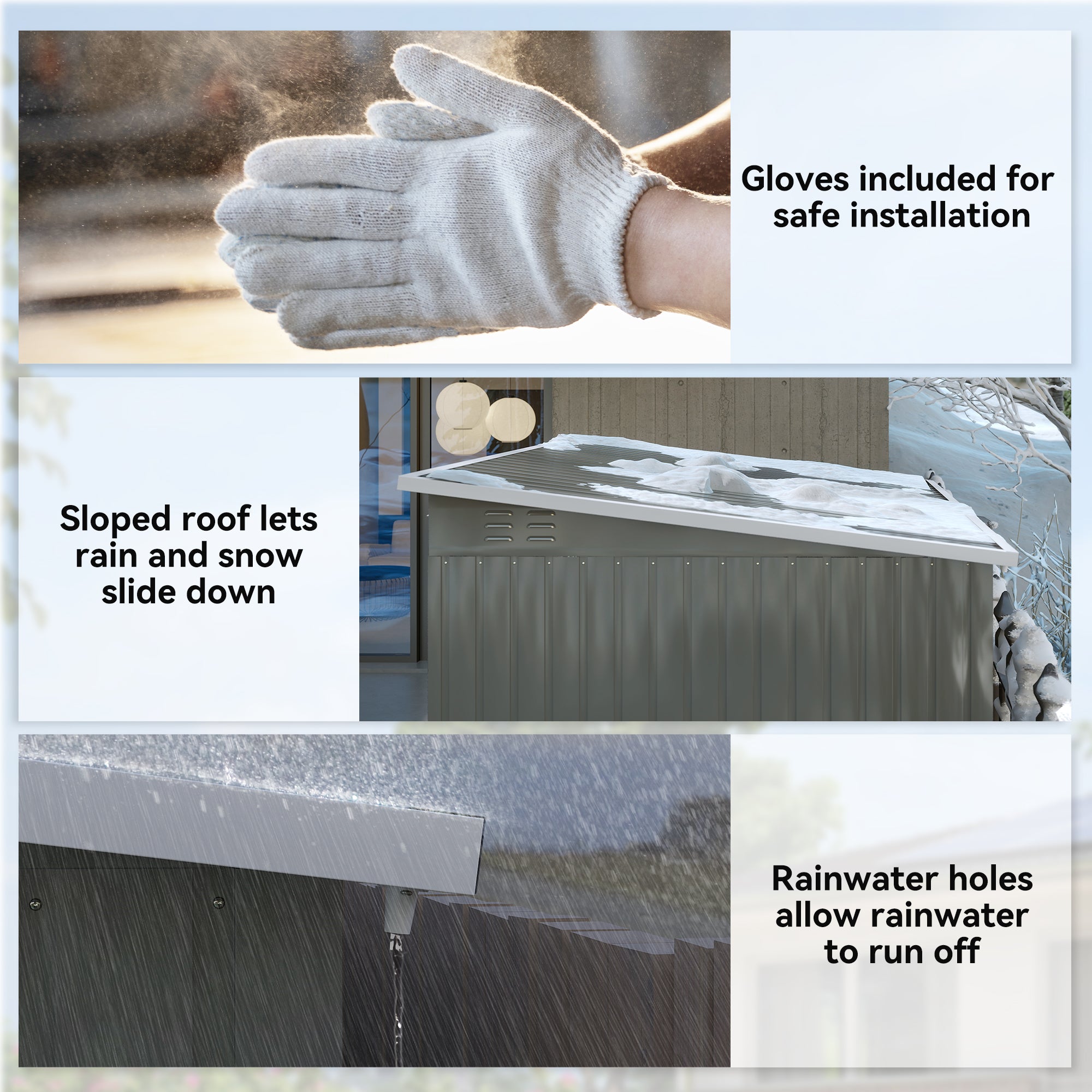 8.5' x 6' Galvanized Steel Outdoor Storage Shed - Grey-Patio & Garden > Lawn & Garden > Sheds-DECOROLALA