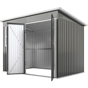 8.5' x 6' Galvanized Steel Outdoor Storage Shed - Grey-Patio & Garden > Lawn & Garden > Sheds-DECOROLALA