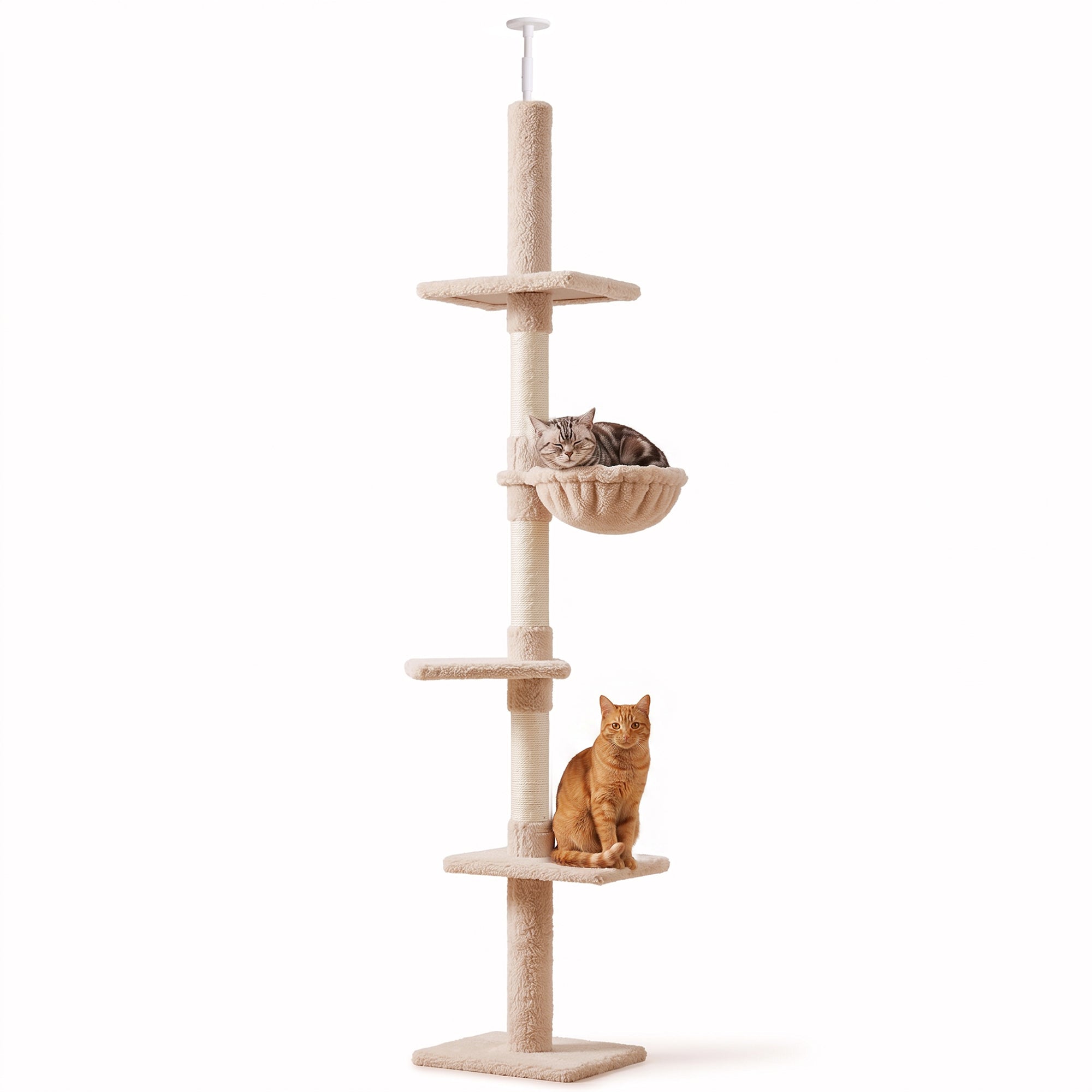 8.5ft Cat Climbing Tree 5-Tier Kitty Activity Center with Scratching Post Beige-Cats-DECOROLALA