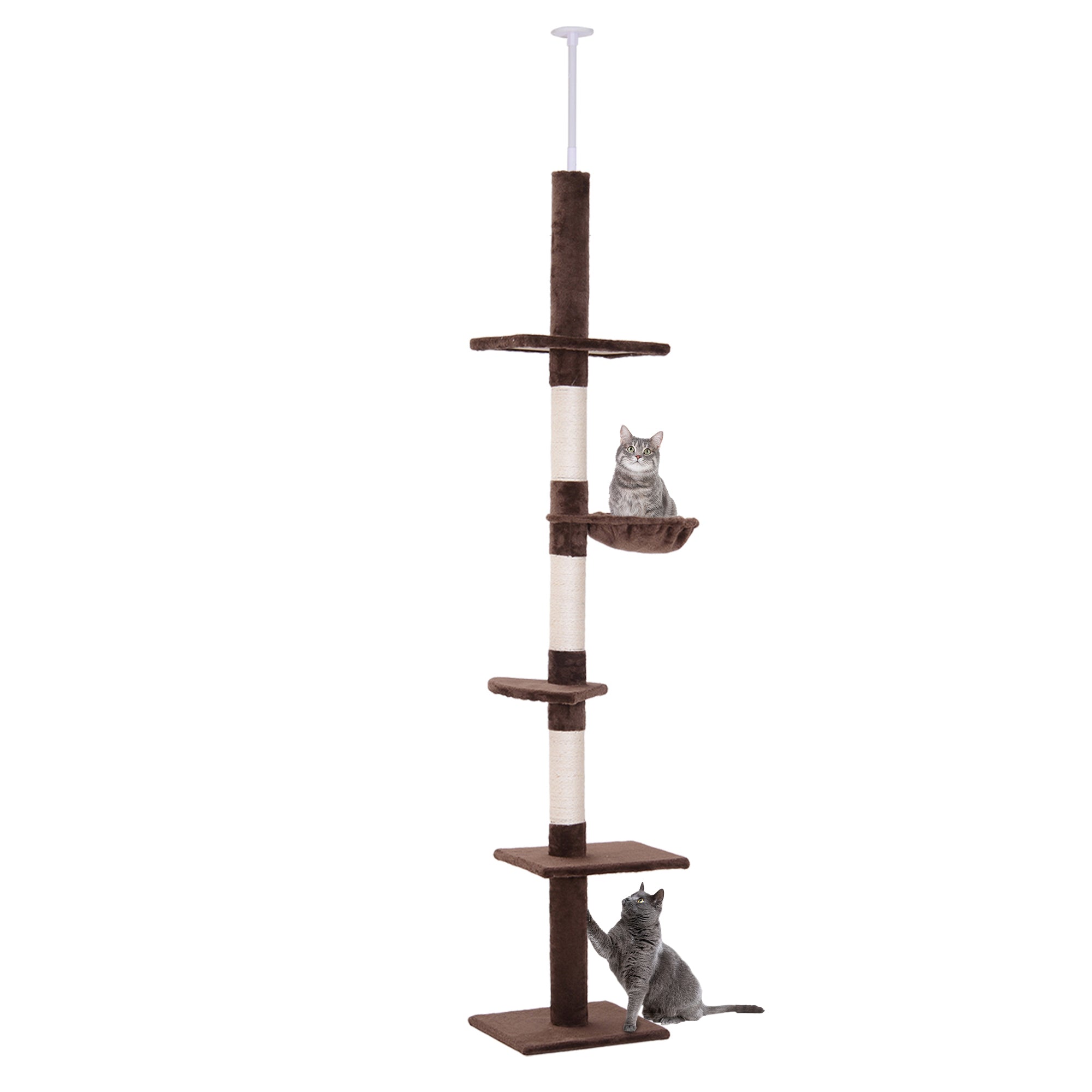 8.5ft Cat Climbing Tree 5-Tier Kitty Activity Center with Scratching Post Brown and White-Cats-DECOROLALA