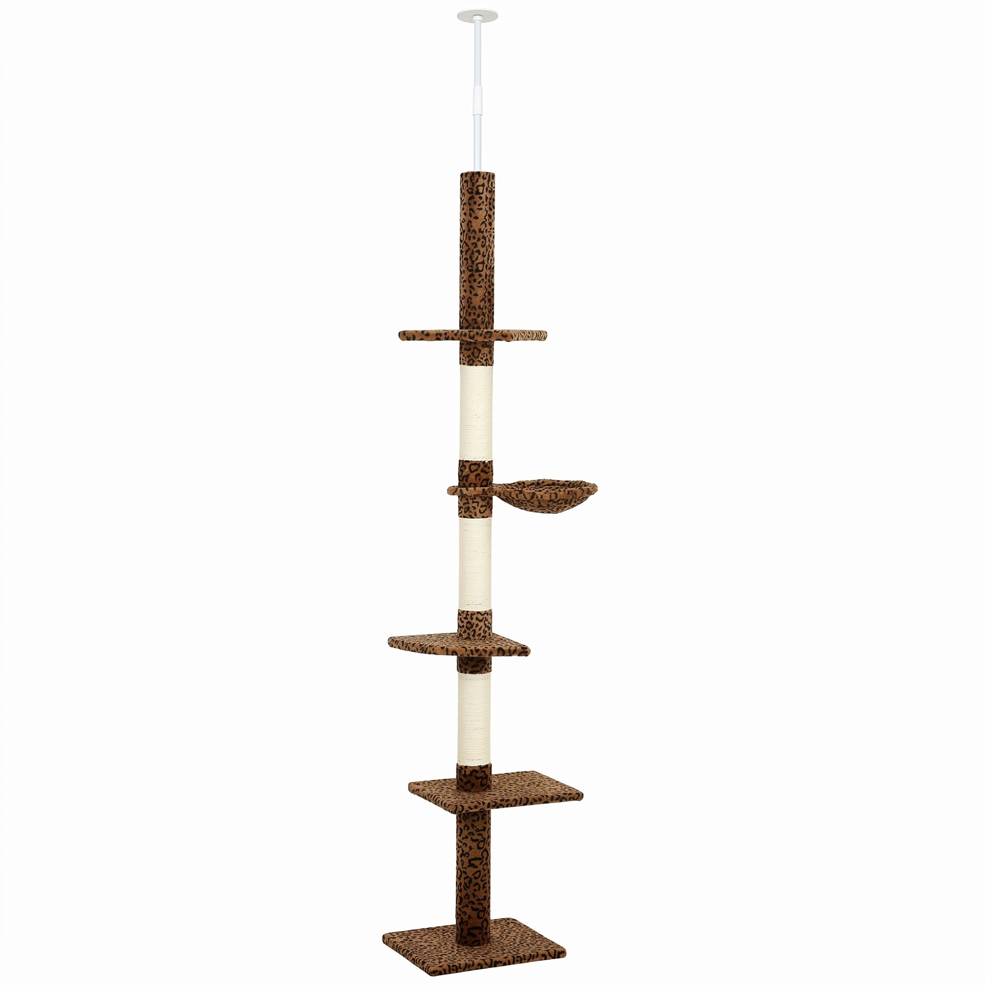8.5ft Floor to Ceiling Cat Climbing Tree - 5-Tier Leopard Print-Cats-DECOROLALA