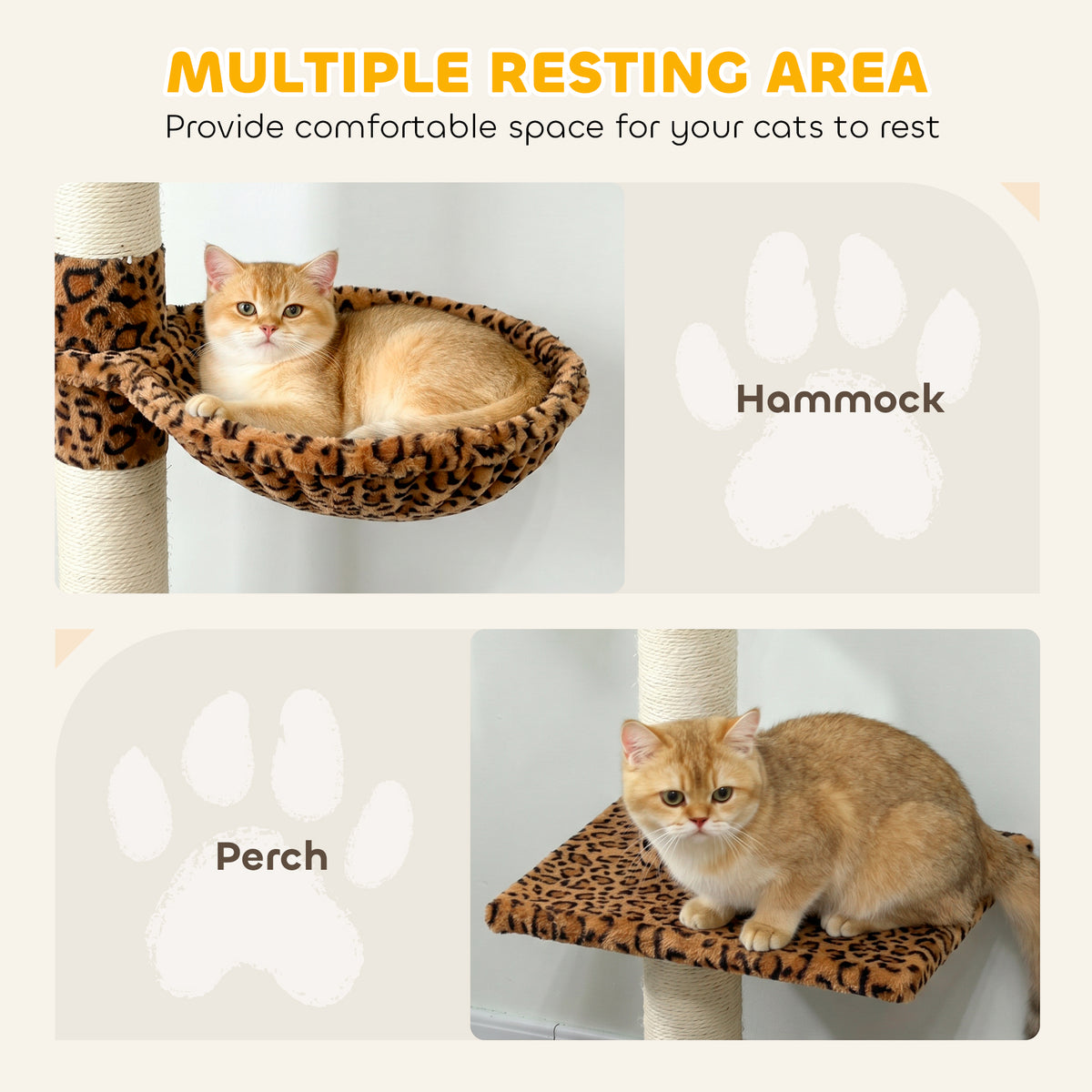 8.5ft Floor to Ceiling Cat Climbing Tree - 5-Tier Leopard Print-Cats-DECOROLALA
