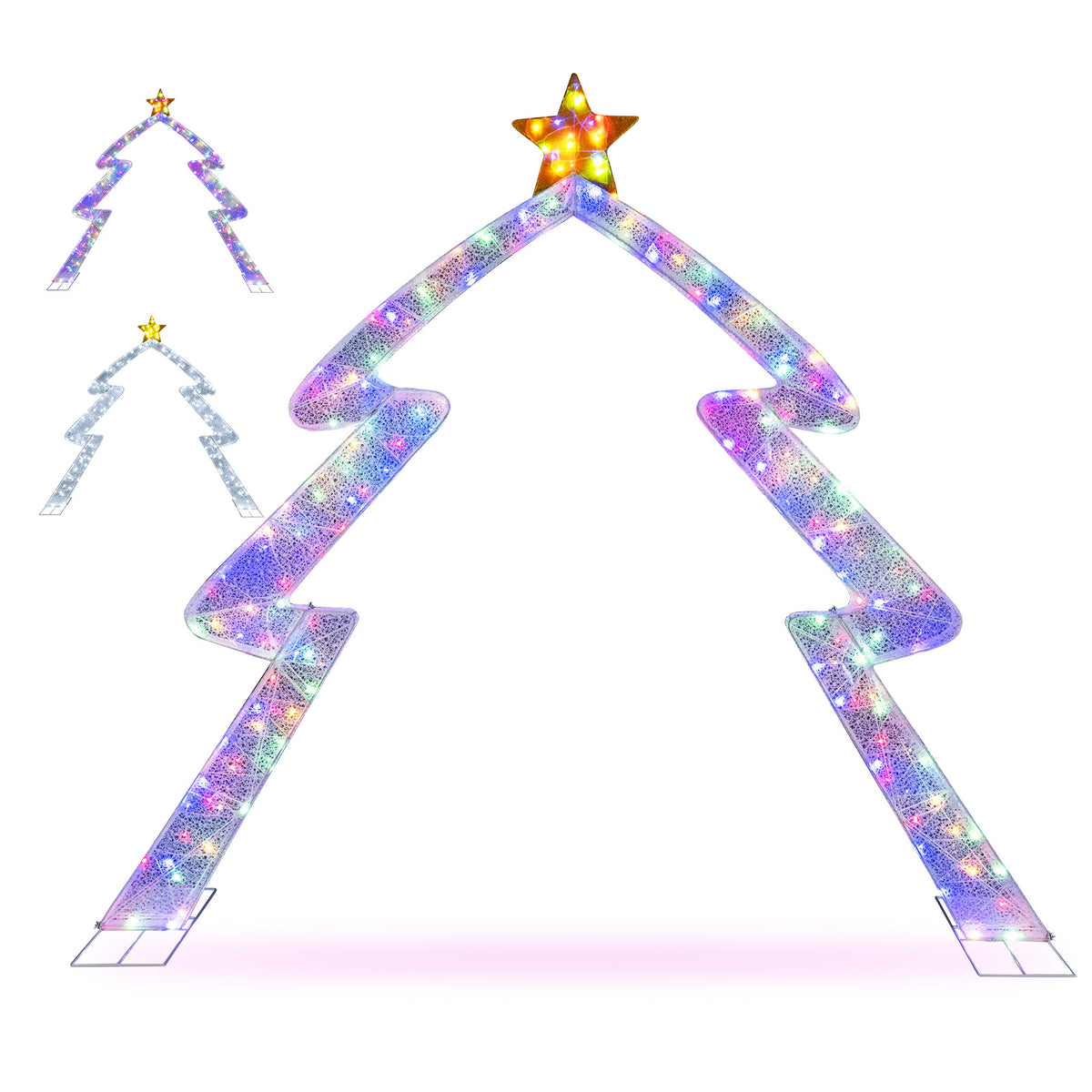 8.8 Feet Christmas Tree-shaped Archway with Top Star-Christmas Decorations & Accessories-DECOROLALA