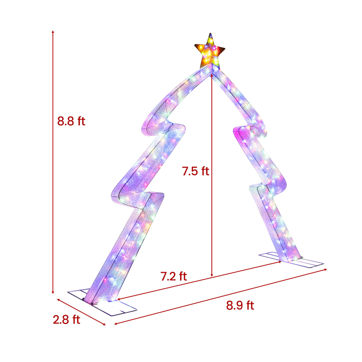 8.8 Feet Christmas Tree-shaped Archway with Top Star-Christmas Decorations & Accessories-DECOROLALA