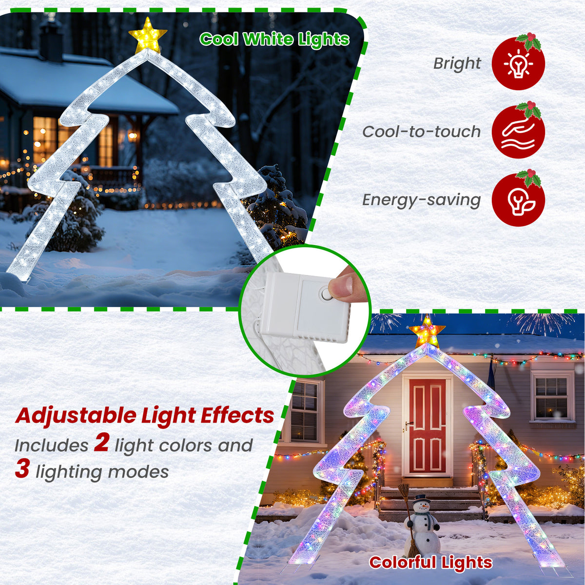 8.8 Feet Christmas Tree-shaped Archway with Top Star-Christmas Decorations & Accessories-DECOROLALA