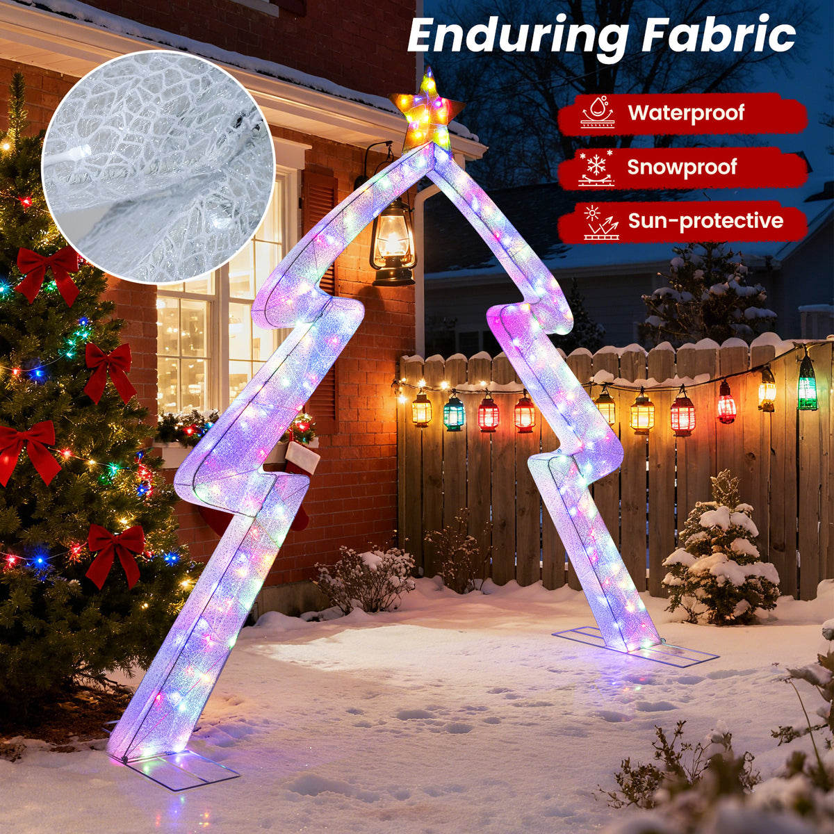 8.8 Feet Christmas Tree-shaped Archway with Top Star-Christmas Decorations & Accessories-DECOROLALA