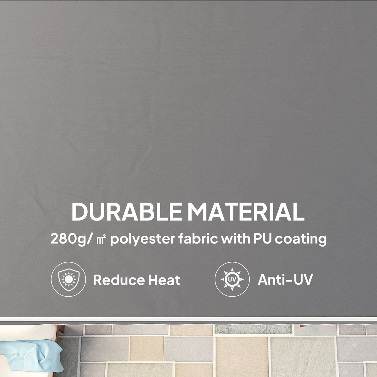 8'æxæ7'æRetractableæAwning,æPatioæAwnings,æSunshadeæShelteræwith 280 g/m_ UV & Water-Resistant Fabric, Dark Grey-Patio Awnings-DECOROLALA