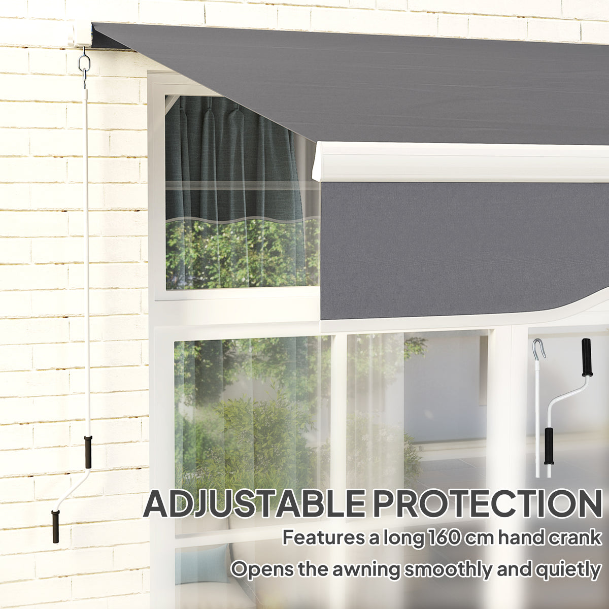 8'æxæ7'æRetractableæAwning,æPatioæAwnings,æSunshadeæShelteræwith 280 g/m_ UV & Water-Resistant Fabric, Dark Grey-Patio Awnings-DECOROLALA