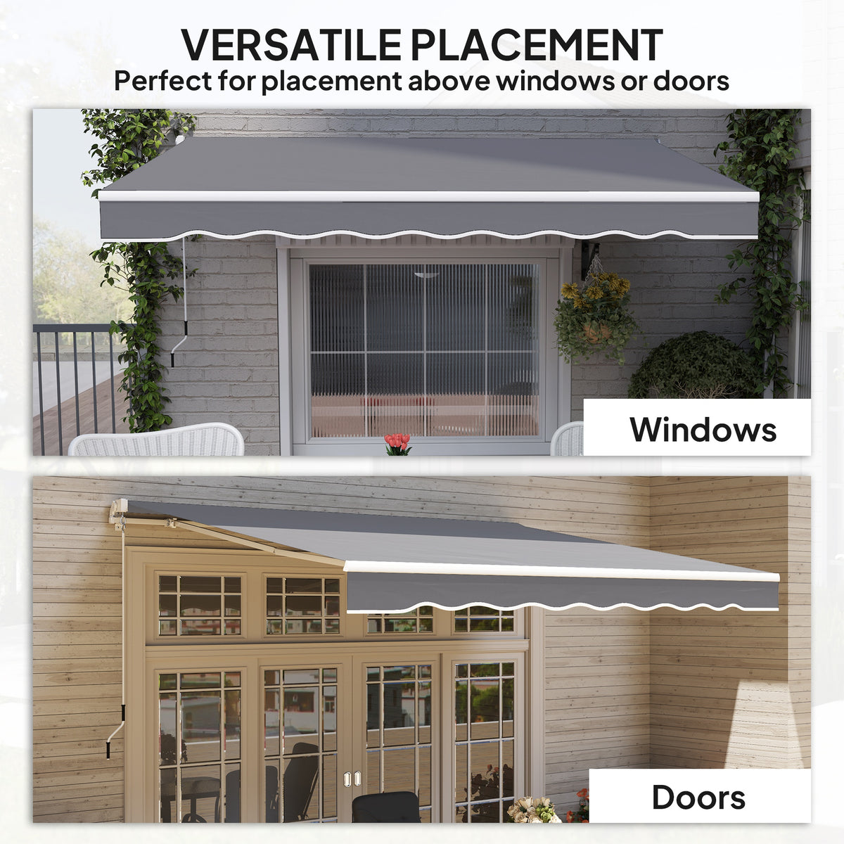 8'æxæ7'æRetractableæAwning,æPatioæAwnings,æSunshadeæShelteræwith 280 g/m_ UV & Water-Resistant Fabric, Dark Grey-Patio Awnings-DECOROLALA