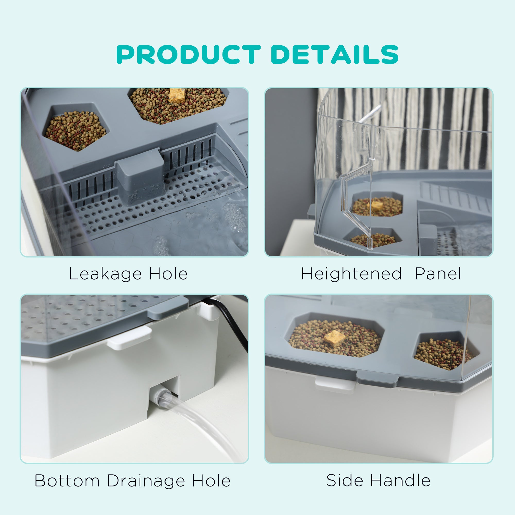 Kit d’aquarium pour tortue, aquarium pour tortue avec plateforme de repos, pompe à eau, conception à couches filtrantes, habitat pour reptile