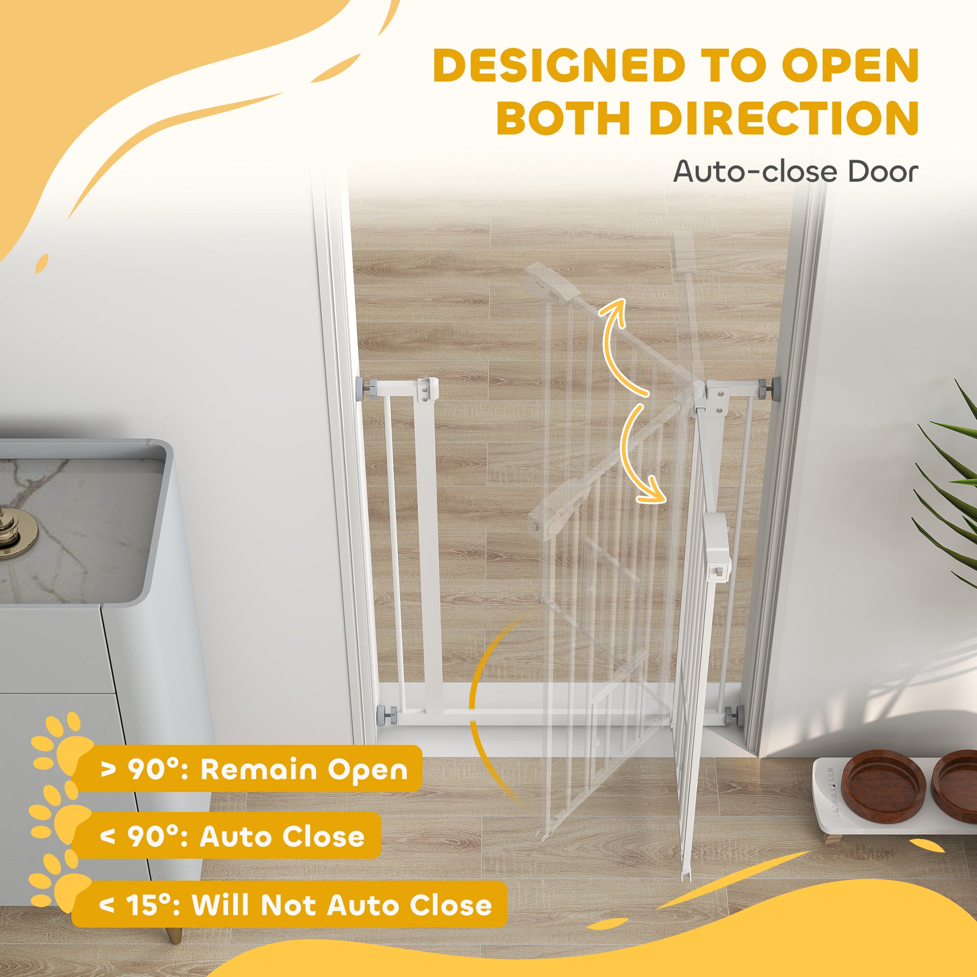 Barrières pour chiens d’intérieur de 36" à ouverture facile pour portes, maison et escaliers – blanches