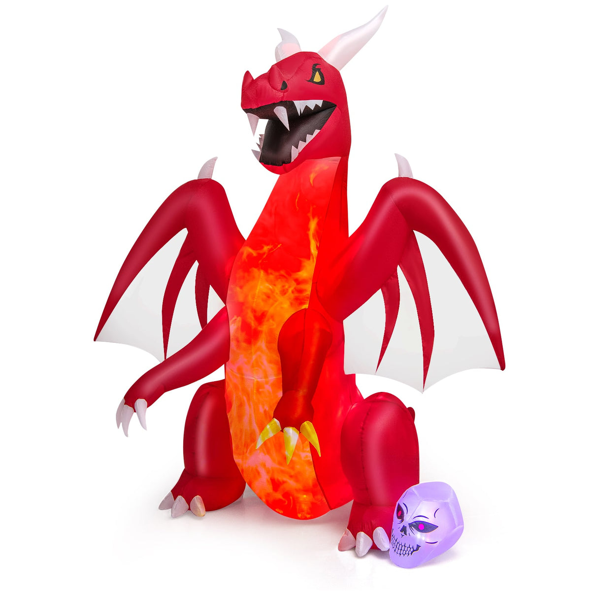 8ft Halloween Inflatable Dragon with LED Lights - Red-Halloween-DECOROLALA
