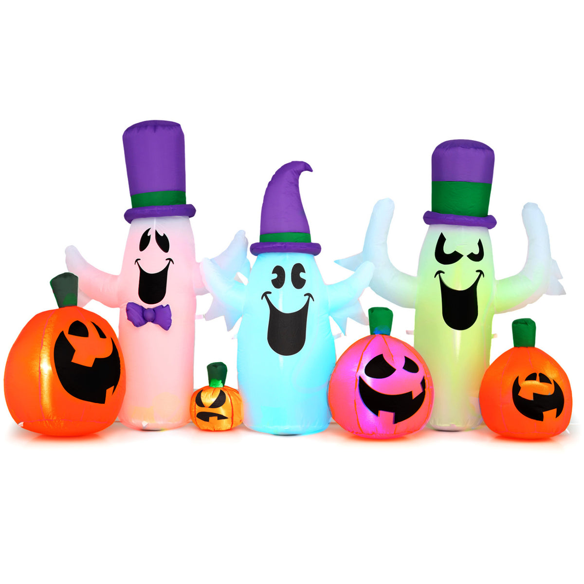 8ft Halloween Inflatable Ghosts and Pumpkins with RGB LED Lights-Halloween-DECOROLALA