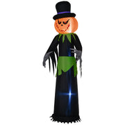 8ft Halloween Inflatable Pumpkin Head Ghost in A Hat, Outdoor Blow-Up Decoration with LED Lights for Yard Display-Home Furnishings > Holiday & Seasonal > Halloween Decorations-DECOROLALA