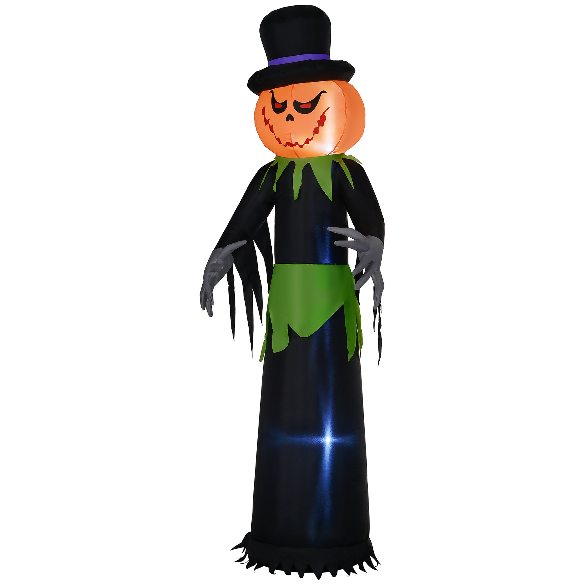 8ft Halloween Inflatable Pumpkin Head Ghost in A Hat, Outdoor Blow-Up Decoration with LED Lights for Yard Display-Home Furnishings > Holiday & Seasonal > Halloween Decorations-DECOROLALA