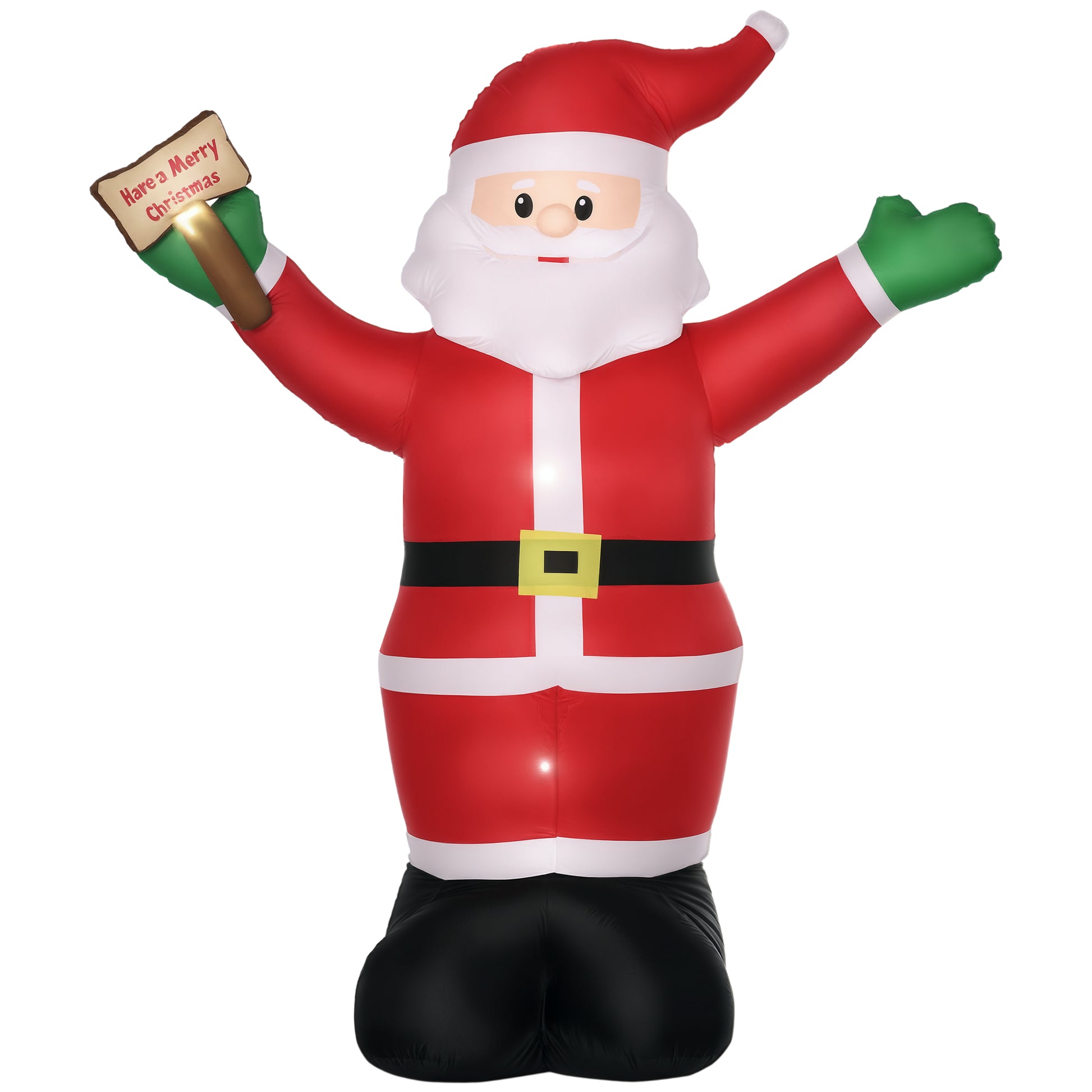 8ft Inflatable Christmas Santa Claus Holds Light Sign of Blessings, Blow-Up Outdoor LED Yard Display for Lawn Garden Party-Home Furnishings > Holiday & Seasonal > Christmas Decorations > Christmas Inflatables-DECOROLALA