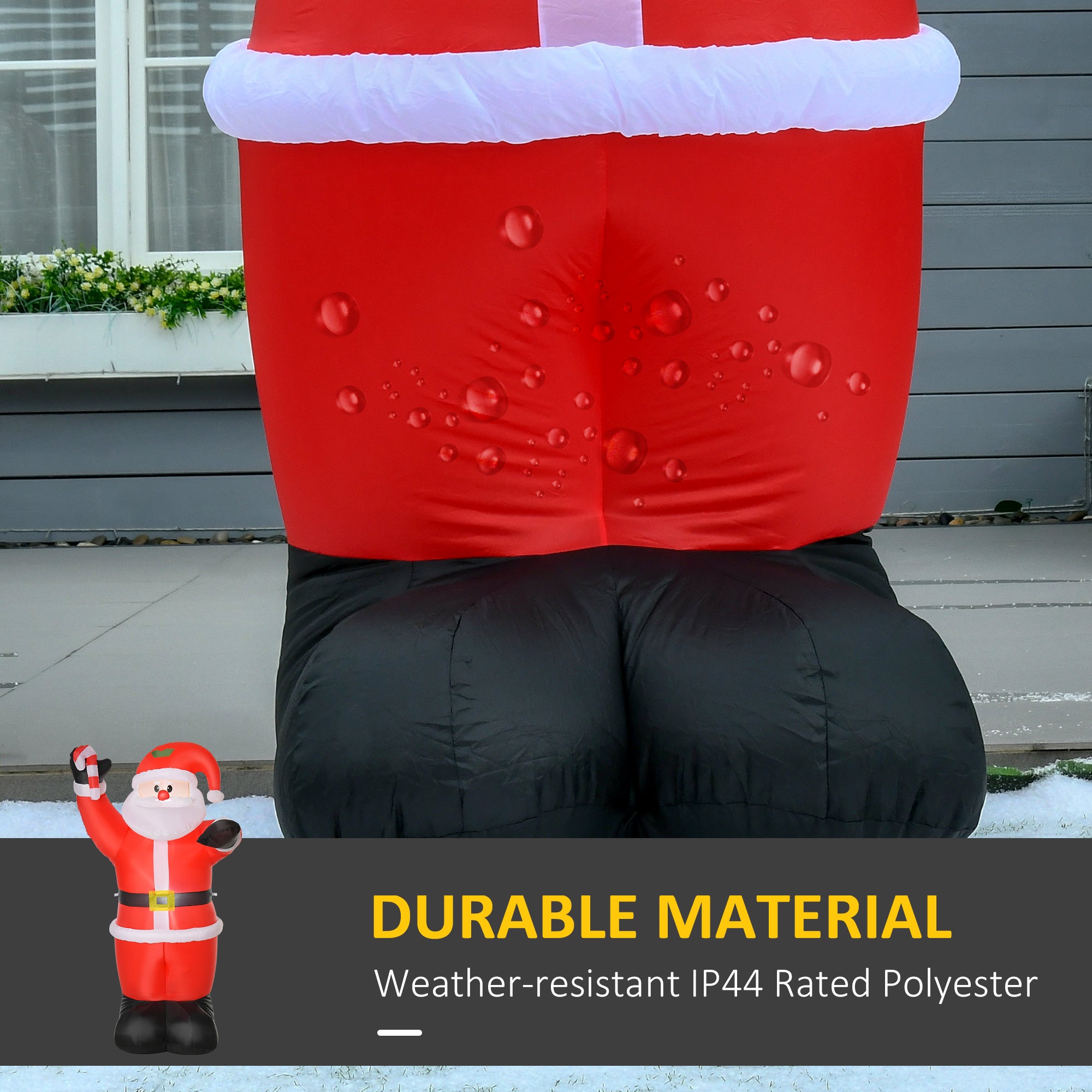 8ft Inflatable Christmas Santa Claus with Candy Cane, Blow-Up Outdoor LED Yard Display for Lawn Garden Party-Home Furnishings > Holiday & Seasonal > Christmas Decorations > Christmas Inflatables-DECOROLALA