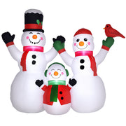 8ft Inflatable Christmas Snowman Family with A Red Bird, Blow-Up Outdoor LED Yard Display for Lawn Garden Party-Home Furnishings > Holiday & Seasonal > Christmas Decorations > Christmas Inflatables-DECOROLALA