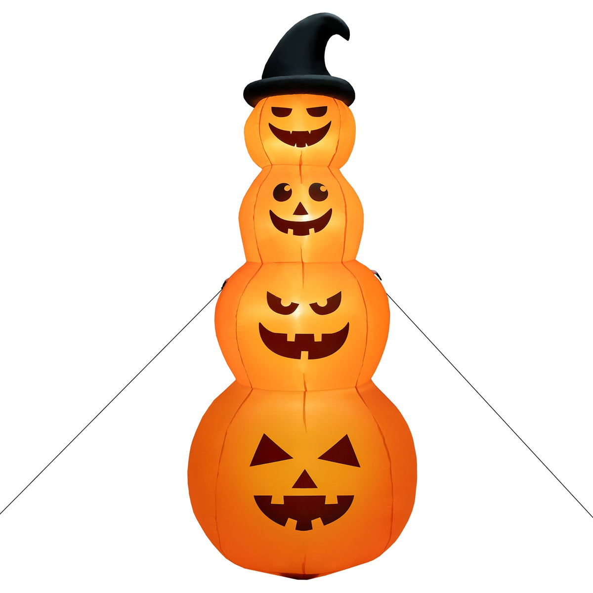 8ft Inflatable Halloween Pumpkin Stack with LED Lights-Halloween Decorations-DECOROLALA