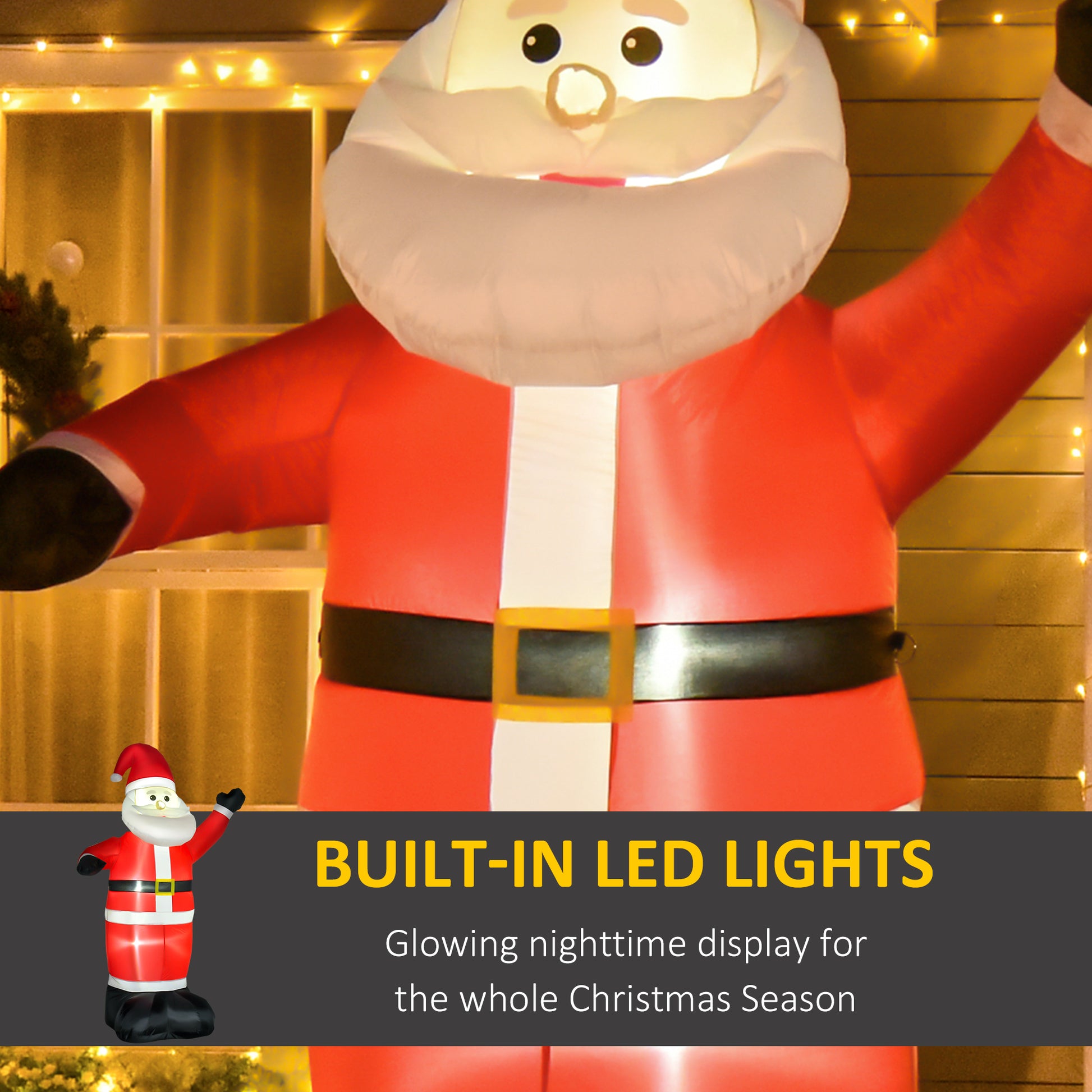 8ft Inflatable Waving Santa Claus - Outdoor LED Christmas Display-Home Furnishings > Holiday & Seasonal > Christmas Decorations > Christmas Inflatables-DECOROLALA