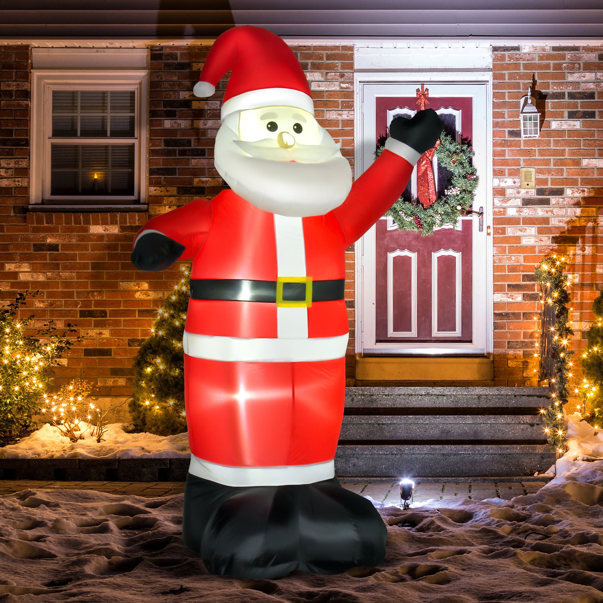 8ft Inflatable Waving Santa Claus - Outdoor LED Christmas Display-Home Furnishings > Holiday & Seasonal > Christmas Decorations > Christmas Inflatables-DECOROLALA