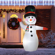8ft Lighted Inflatable Waving Snowman Christmas Decoration-Home Furnishings > Holiday & Seasonal > Christmas Decorations > Christmas Inflatables-DECOROLALA