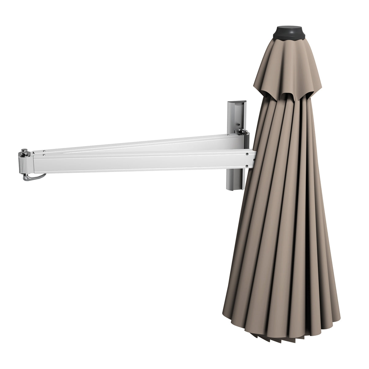 8ft Wall-Mounted Telescopic Folding Tilt Aluminum Sun Shade Umbrella-Tan-Outdoor Umbrellas-DECOROLALA