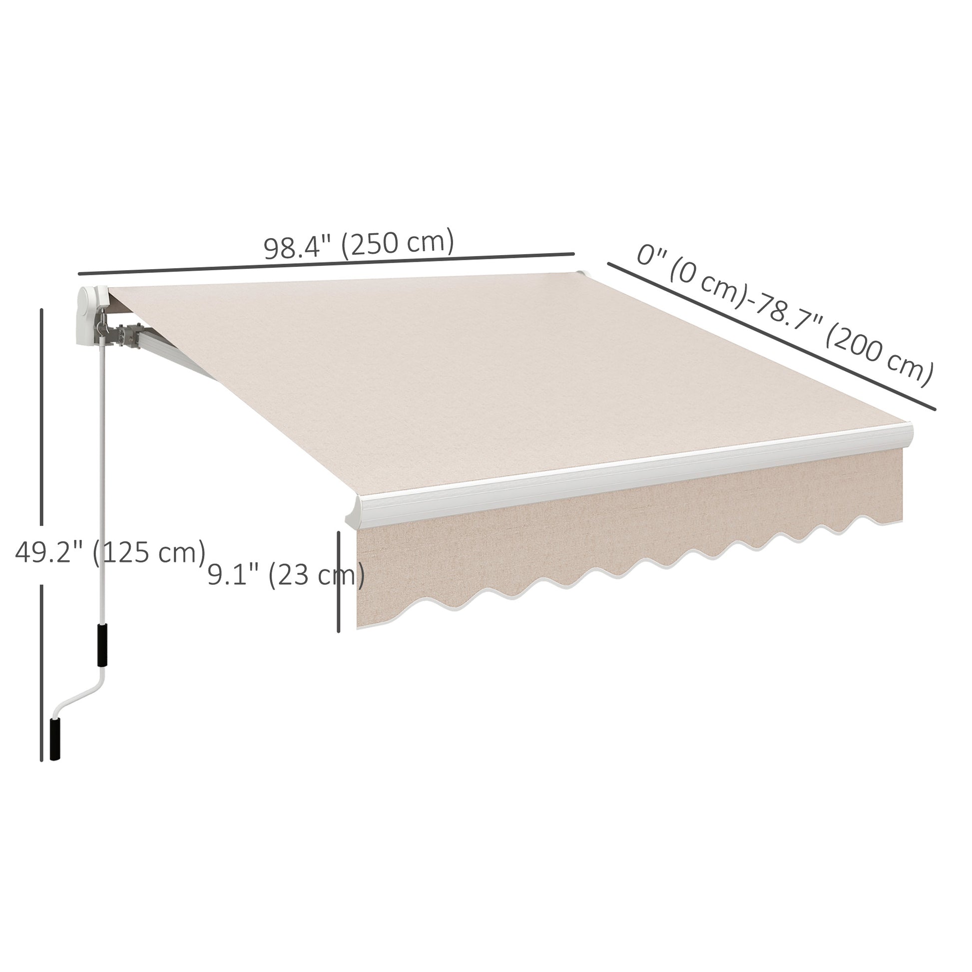 8'x7' Retractable Patio Awning - Manual Beige Canopy-DECOROLALA